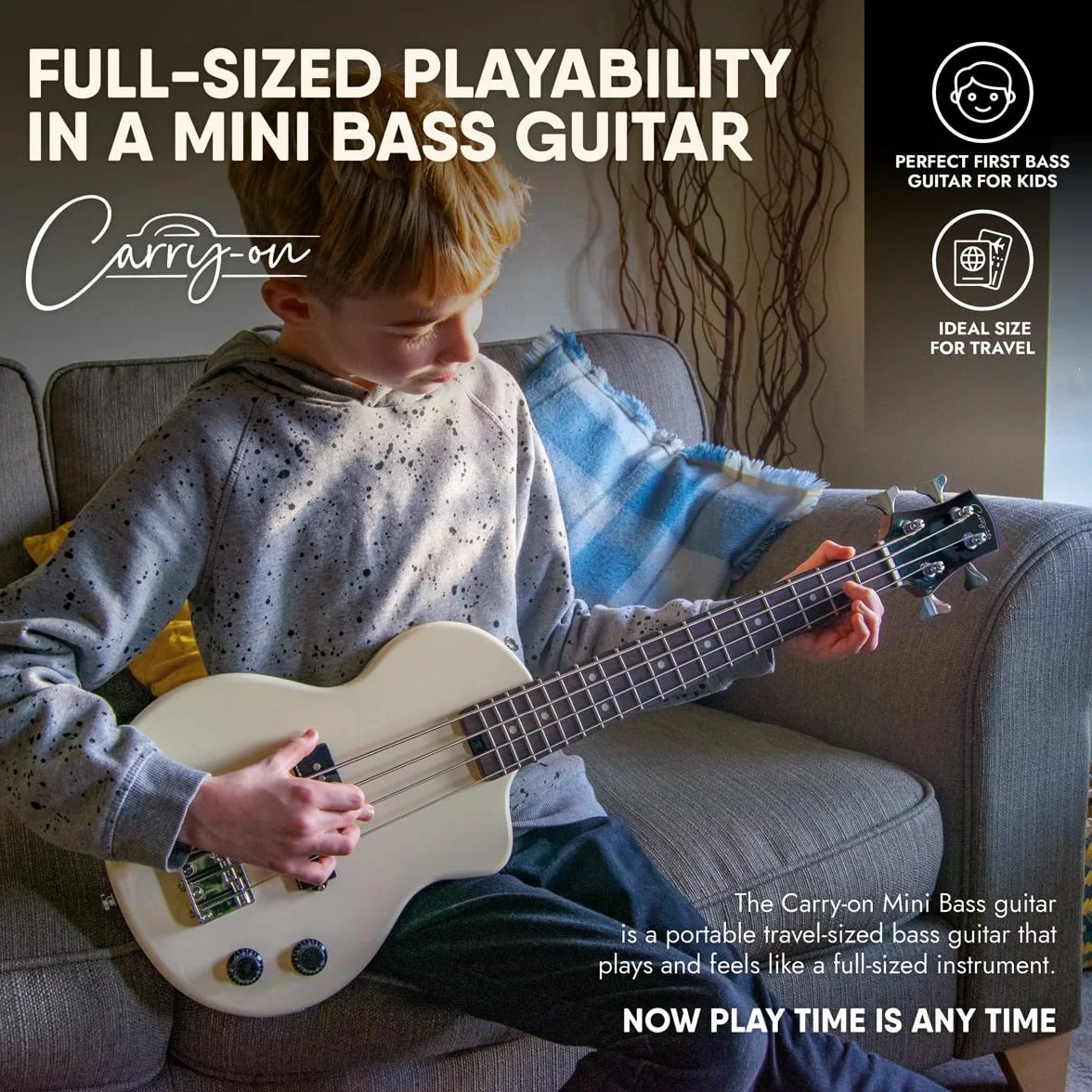 Carry-on Blackstar Mini elektryczna gitara basowa vintage biała