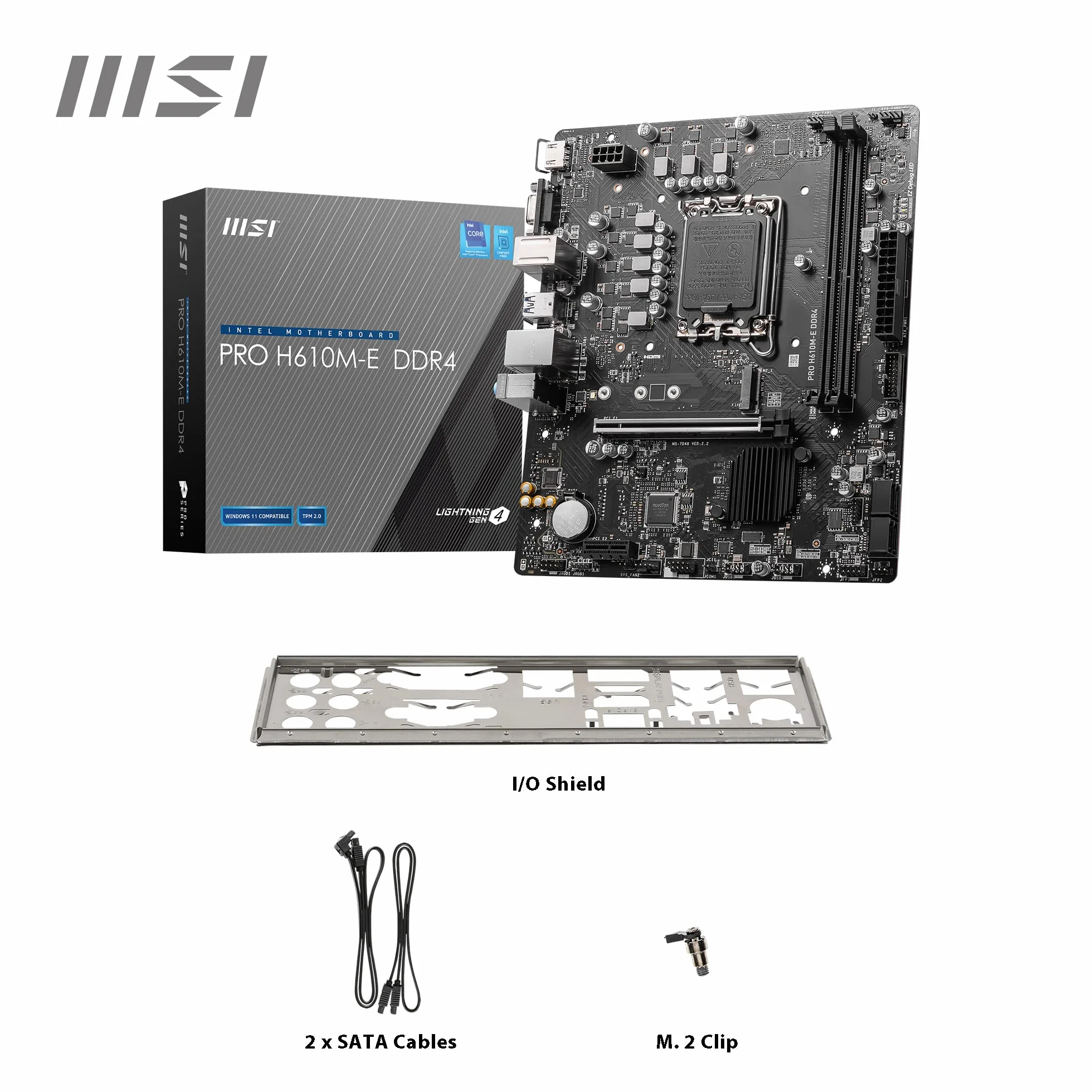 MSI PRO H610M-E płyta główna DDR4, Micro-ATX, obsługuje procesory Intel 12. generacji, LGA 1700-2 x DIMM (3200 MHz), 1 x gniazdo PCIe 4.0 x16, 1 x M.2 Gen3, USB 3.2 Gen1, 1G LAN, HDMI 1.4 i VGA