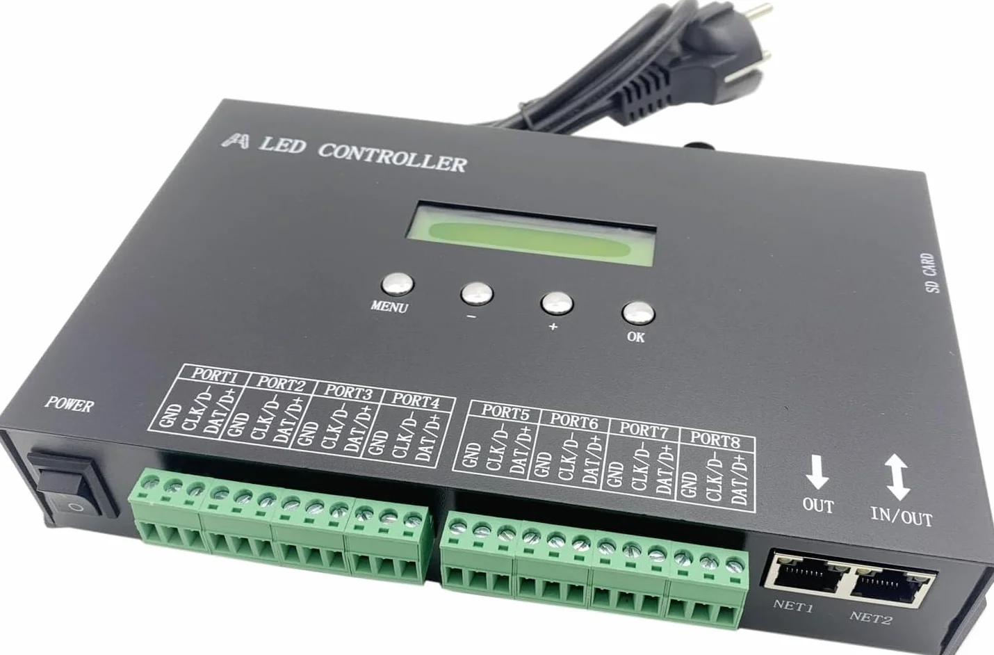 H807SA 8CH Artnet/dmx do spi led pixel controller z kartą SD do ws2811 ws2812b ws2815 ws2813 apa102 taśmy LED