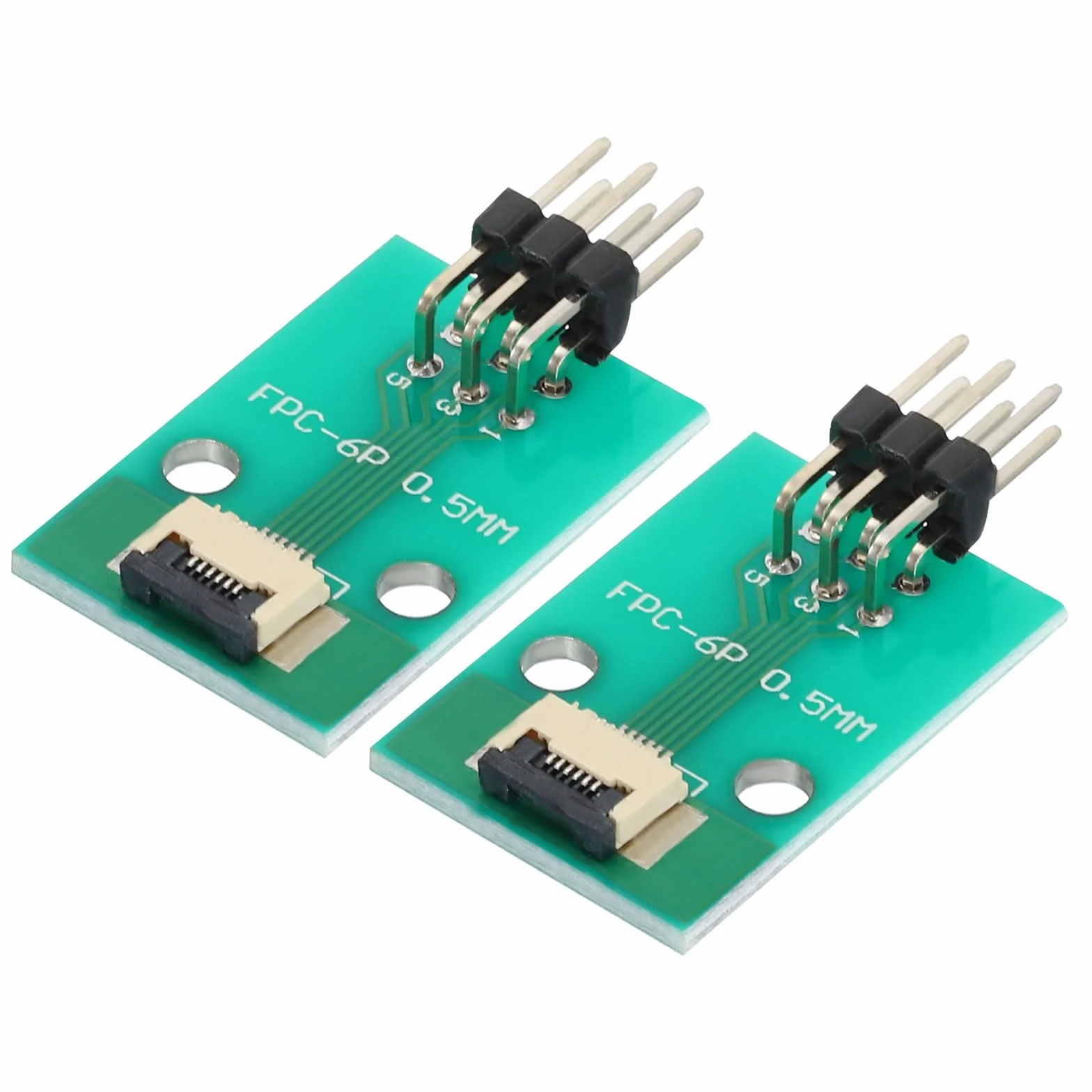 QUARKZMAN 2 szt. FFC FPC 6-pinowa karta złącza 0,5 mm gniazdo 2,54 mm adapter do pasków kątowych z dwoma wierszami, płyta konwertera PCB do telewizorów DVD/aparatów cyfrowych