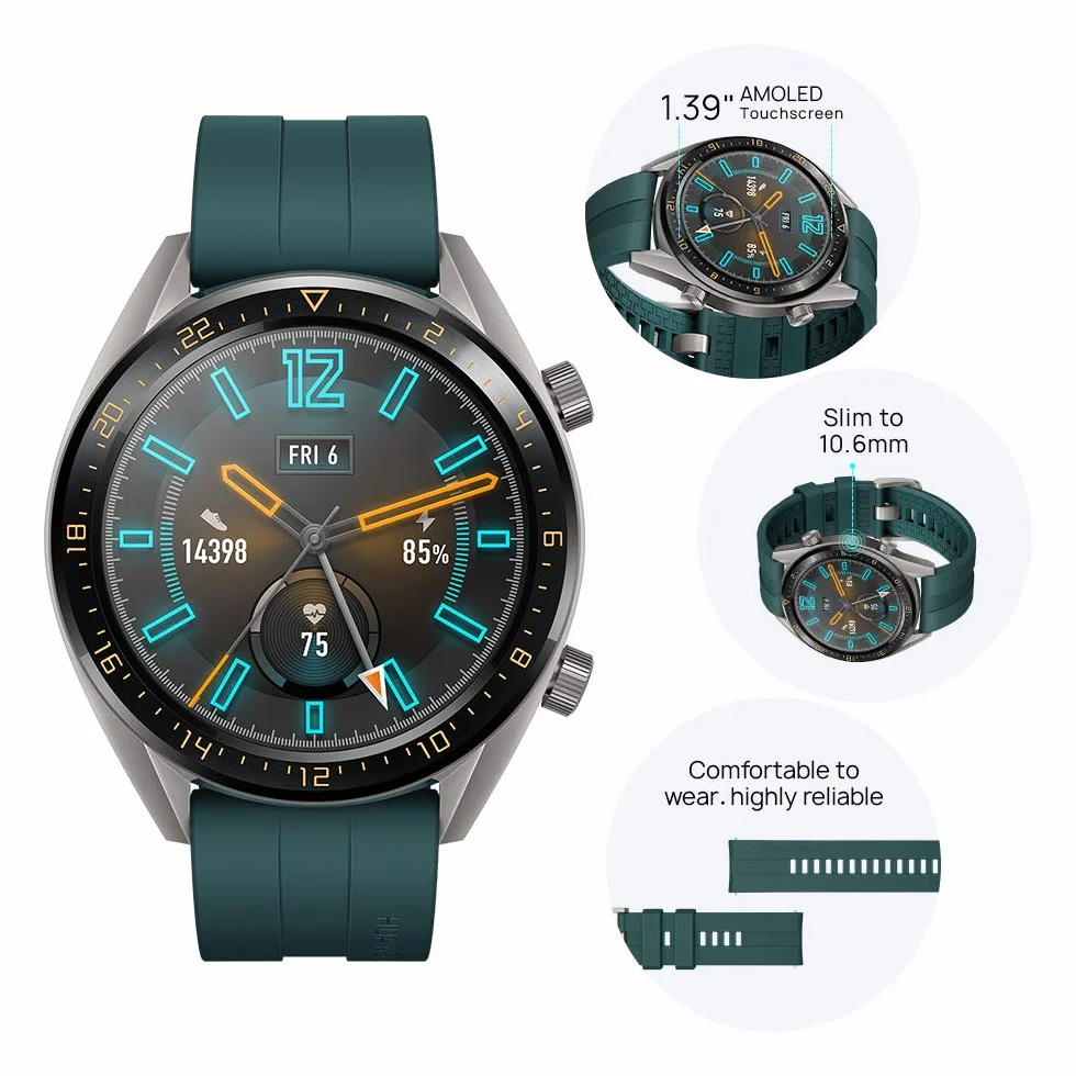 HUAWEI Watch GT Active 55023801 Smartwatch, 46mm, Ciemnozielony/Czarny