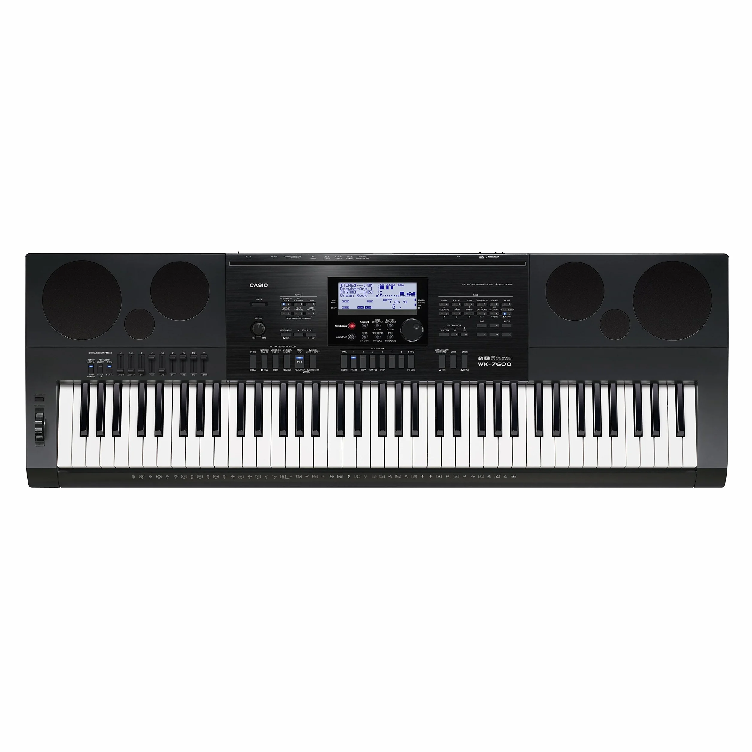 Casio WK-7600 Keyboard, Czarny, 126 x 47.5 x 19.5 cm