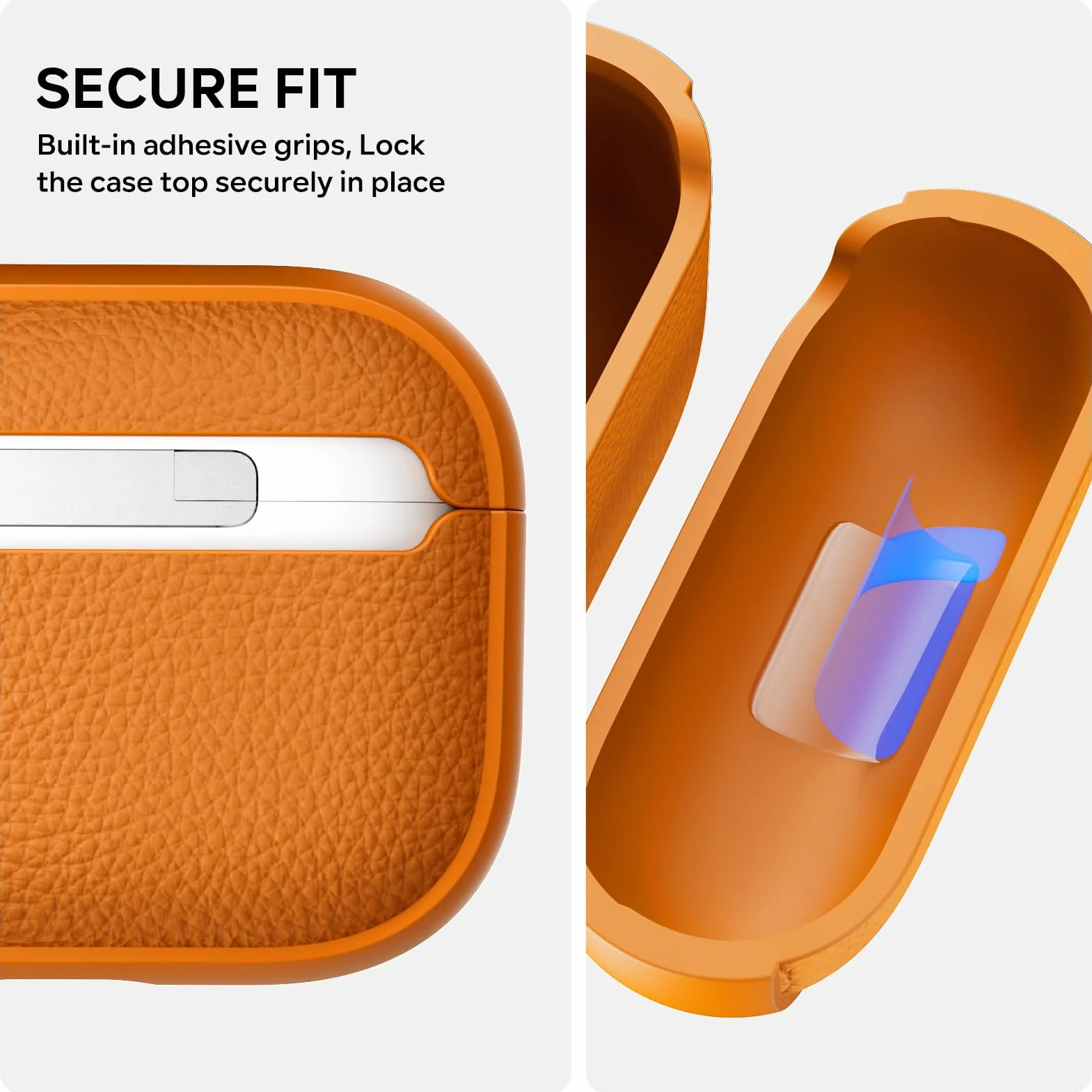 ACRONIX Etui na słuchawki AirPods Pro 3 2025, miękkie etui TPU do Apple AirPods Pro 3 z paskiem na rękę, skórzany design w dotyku, tekstura drzewa Airpods Pro 3 Case - pomarańczowe