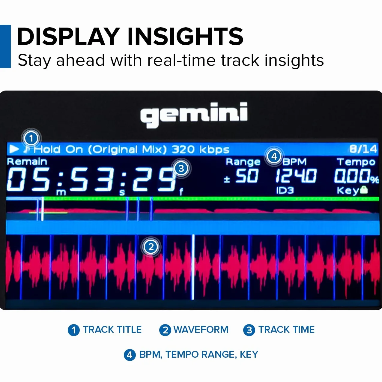 Gemini Sound MDJ-600 - profesjonalny odtwarzacz CD/Media Player z 4 Hot Cues i Auto/Manual Looping, kolorowy ekran, MIDI, 24-bitowy/192 kHz karta dźwiękowa