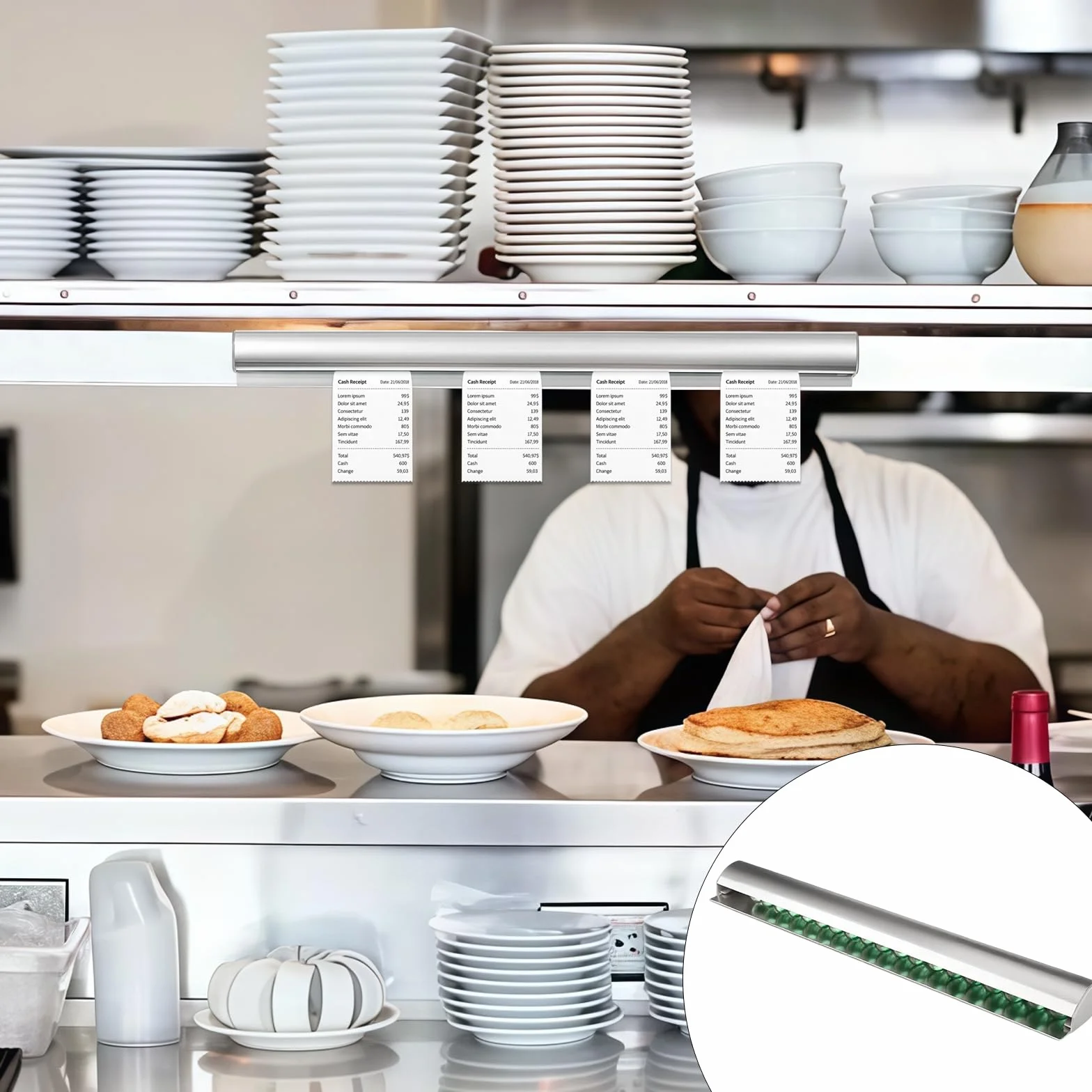 2 sztuki samoprzylepnych listew bonowych, 30 cm, uchwyt na bilety do restauracji, na notatki, listwa zaciskowa, uchwyt na bony, do gastronomii, do kawiarni, pubów, barów