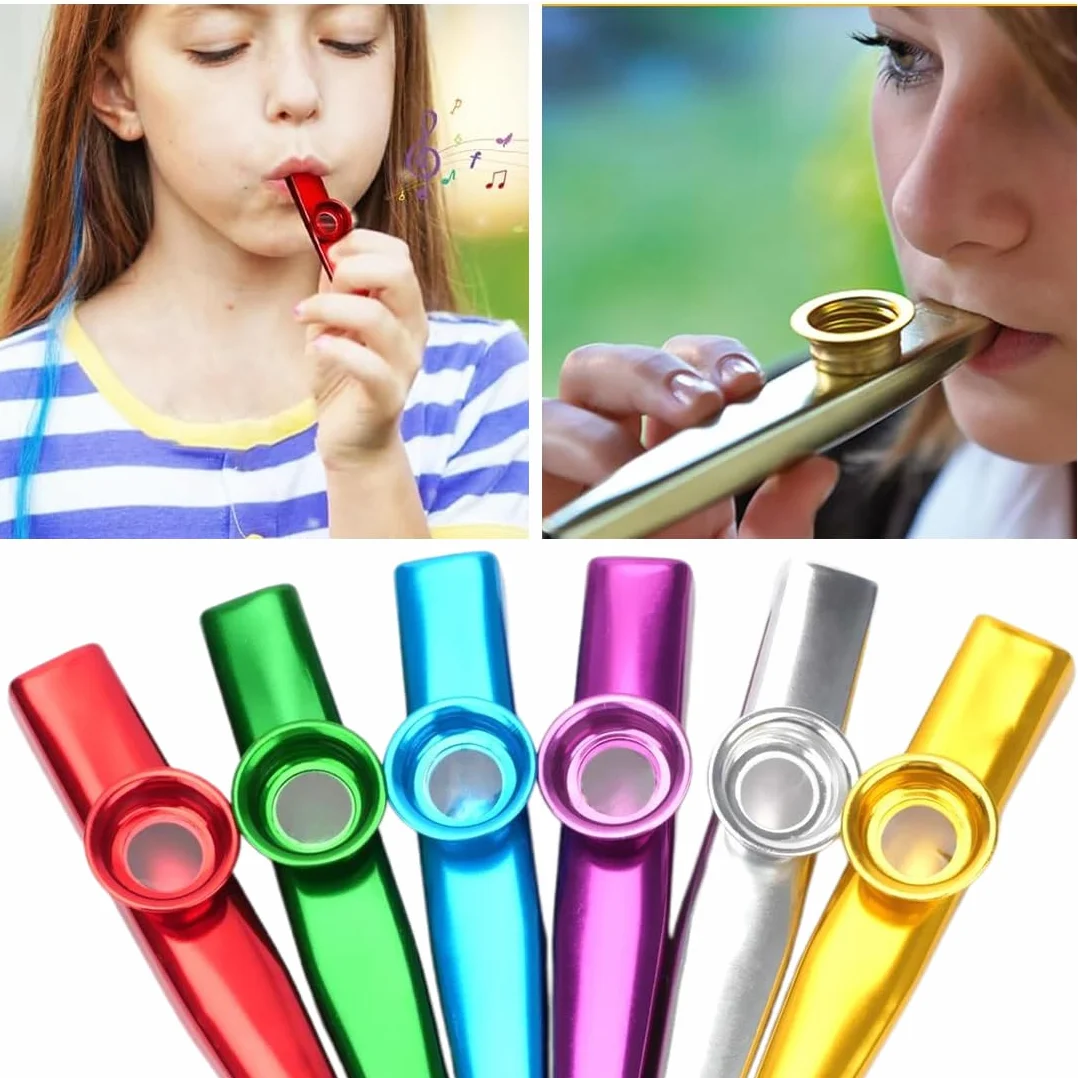 6 Sztuk Metalowe Kazoo - Przenośne Mini Kazoo w 6 Kolorach Dla Dzieci