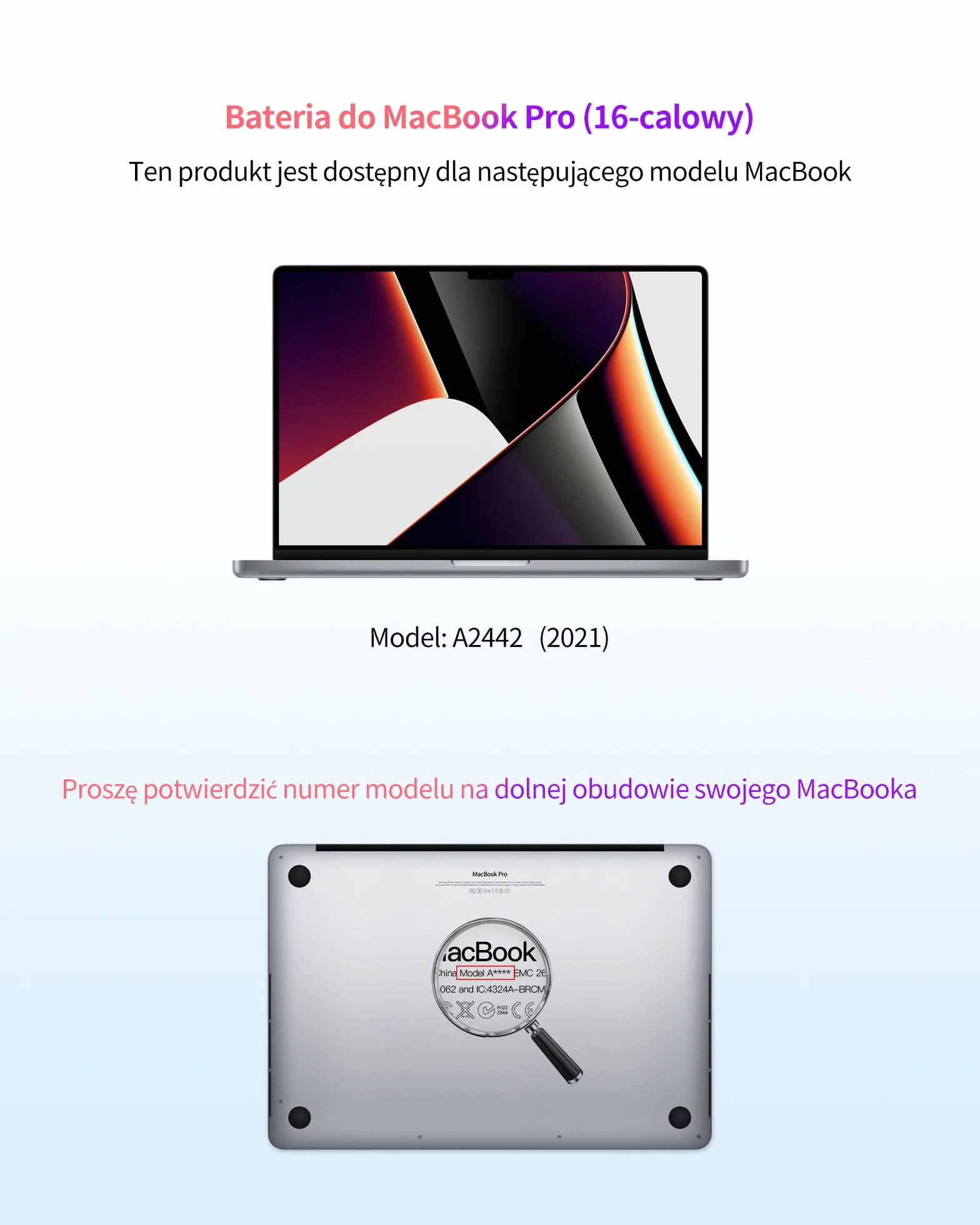 ASMARK Zamiennik baterii do MacBooka Pro 14" A2442 (2021)