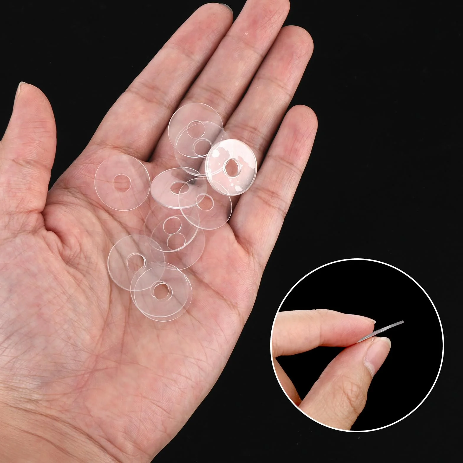 30 sztuk przezroczystych plastikowych podkładek, podkładki plastikowe, podkładki dystansowe plastikowe, uszczelki plastikowe, podkładki pod zawiasy drzwiowe, do zużycia, pęknięć na szybie prysznicowej