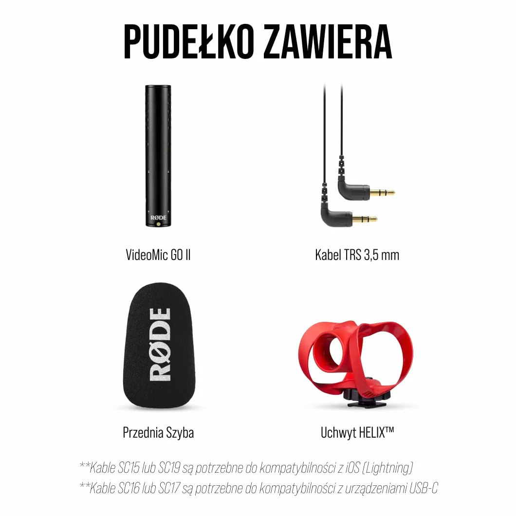 RØDE VideoMic GO II Ultra-kompaktowy Mikrofon Shotgun do kamer z wyjściami 3,5 mm i USB do tworzenia filmów, tworzenia treści, podcastów i wideorozmów