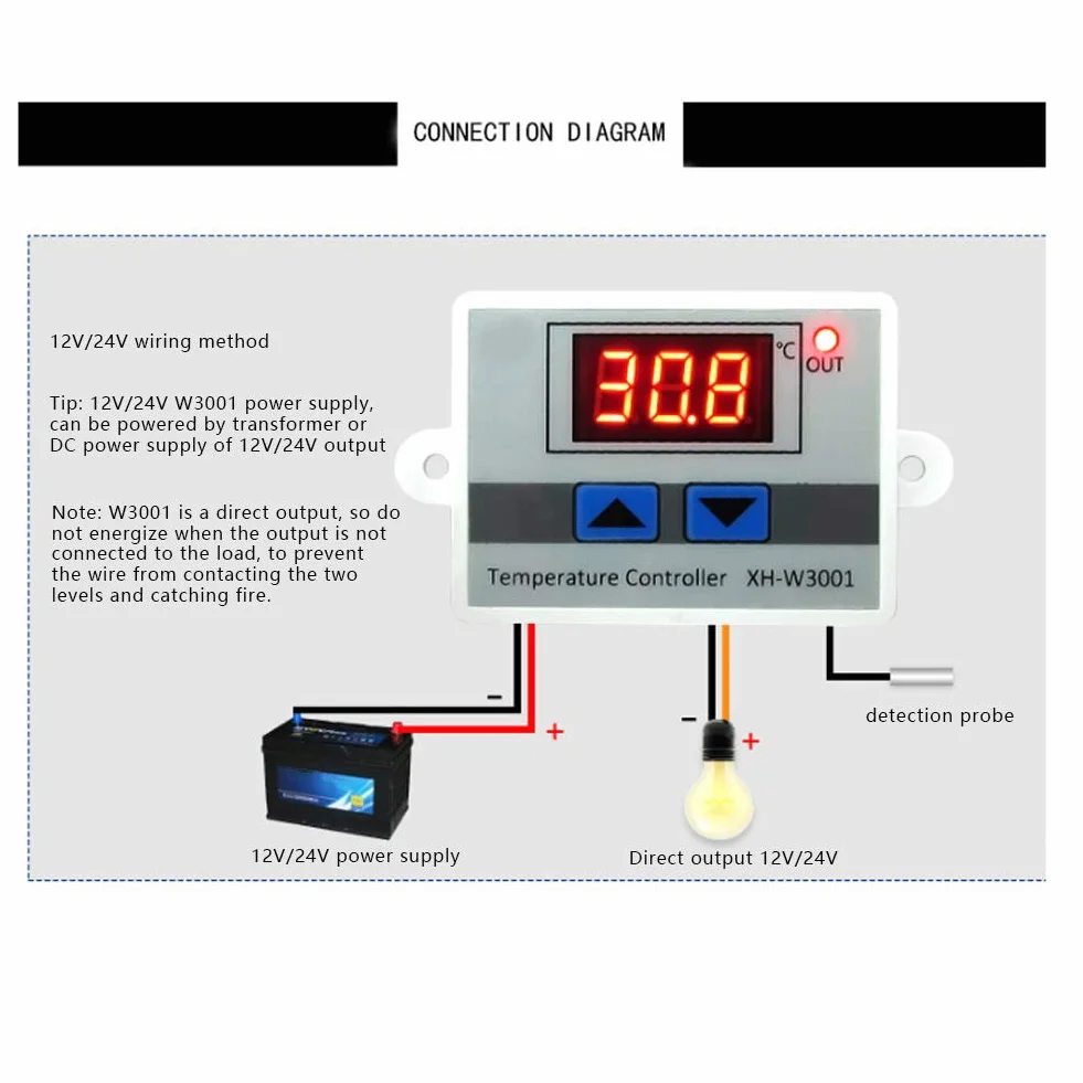 DC 12V 120W / 180W Mini termostat Cyfrowy termostat Przełącznik z sondą Programowalne ogrzewanie Chłodzenie Elektroniczny termostat