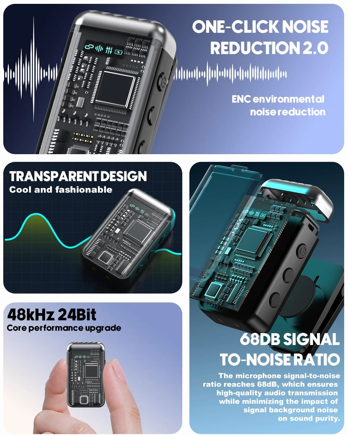 Bezprzewodowy mikrofon lavalier do iPhone'a – Revers Bluetooth mikrofon typu C i oświetlenie, mini Android Mic Microfonos, Inalambricos Professional do Tiktok, vlogingu, wywiadów, podcastów, YouTube