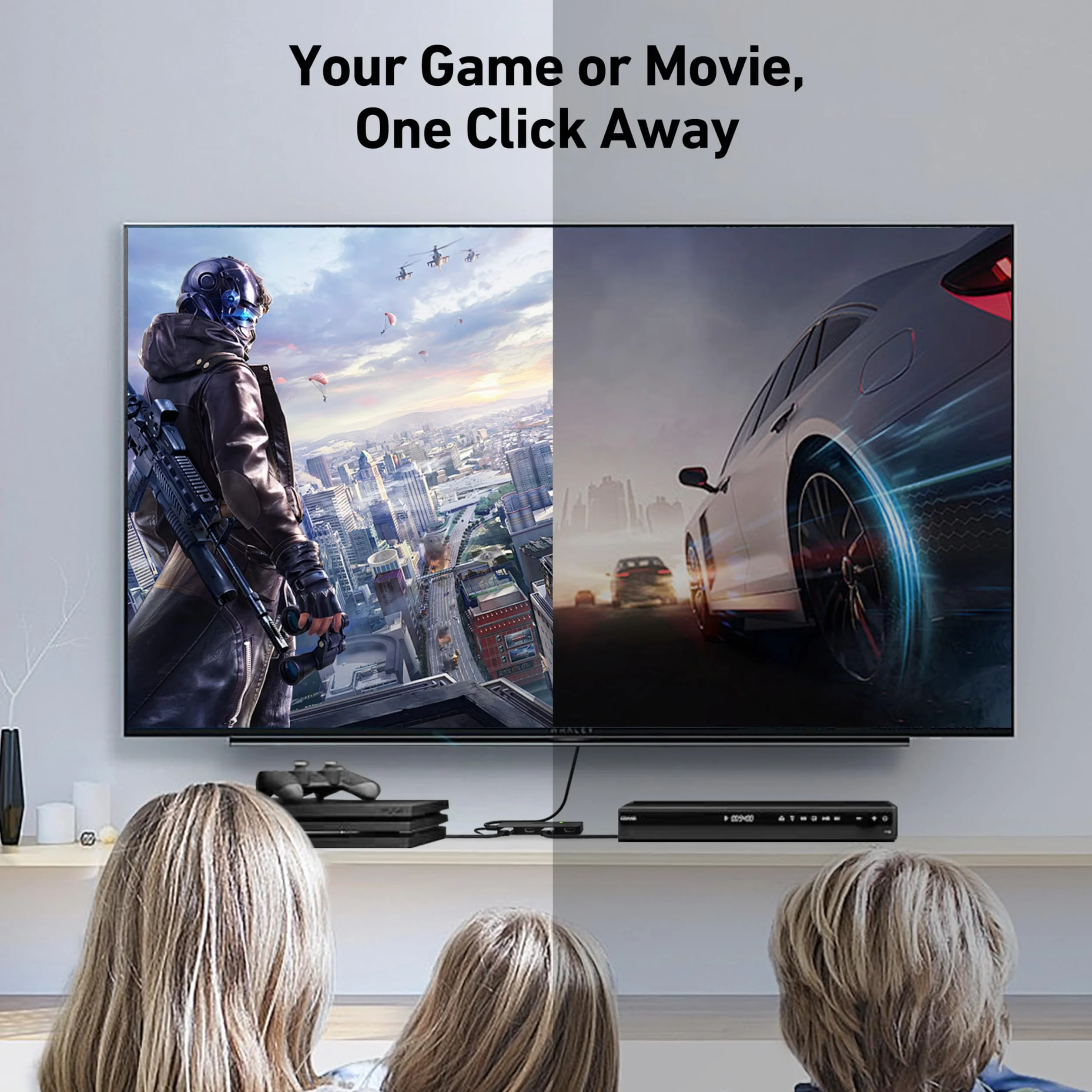 Przełącznik BENFEI HDMI 4 w 1 wyjściu 4K@60Hz, 2 K@144 Hz, HDCP 2.3 【Z obsługą adaptacyjnej korekcji Transmisja HDMI na odległość 30 stóp】 Kompatybilny z PS5/4, Xbox, Roku, FireStick, Switch