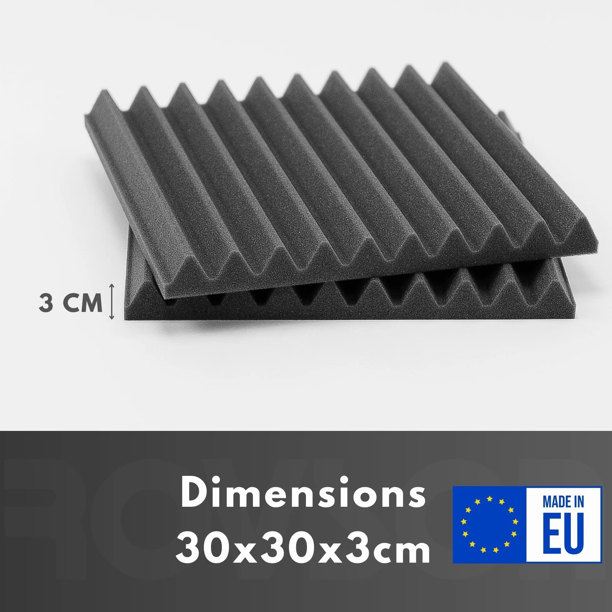 Panele akustyczne 30x30x3 cm ognioodporne pianka redukcja szumów zestaw 48 sztuk