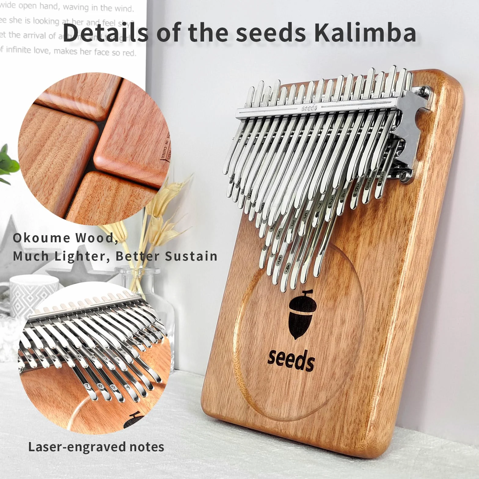 Seeds Kalimba 41 klawisze chromatyczny kciuk fortepian Ryby C-Tuned, podwójna warstwa płaska deska czarny orzech instrumenty muzyczne pomysł na prezent dla dzieci dorosłych początkujących