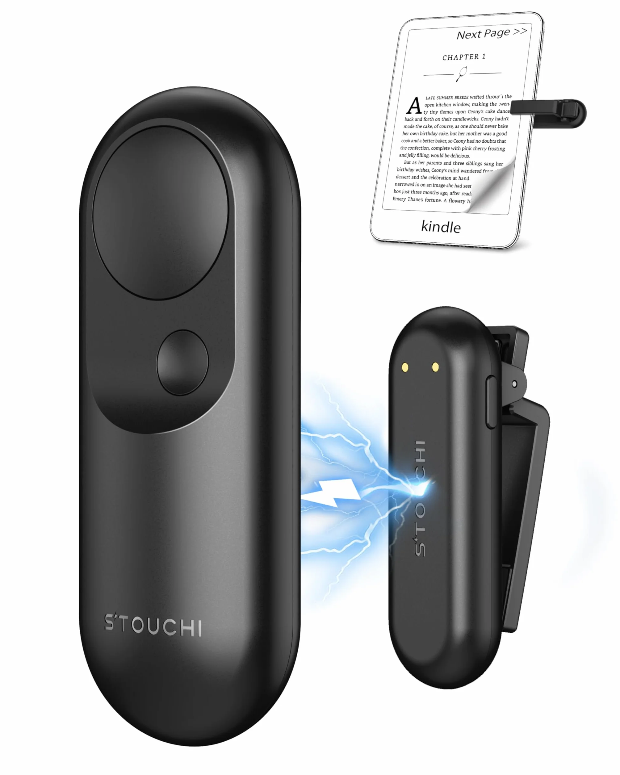 Stouchi Magnetyczny pilot ładujący do Kindle Clicker Page Turner Kompaktowa obudowa Ułatw sobie czytanie Kompatybilny z Kindle Paper white/Kindle Oasis/Kindle Scribe-Dark Black