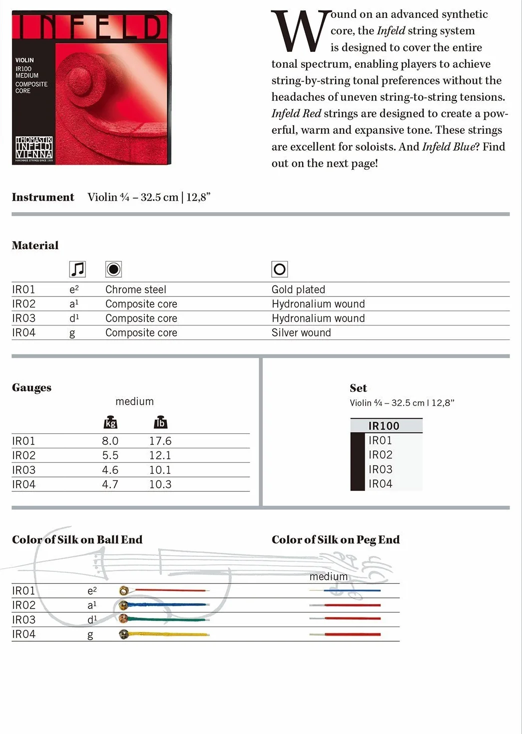 Thomastik Einzelsaite für 4/4 Violine Infeld "rot" - A-Saite Hybridkern, Hydonalium umsponnen