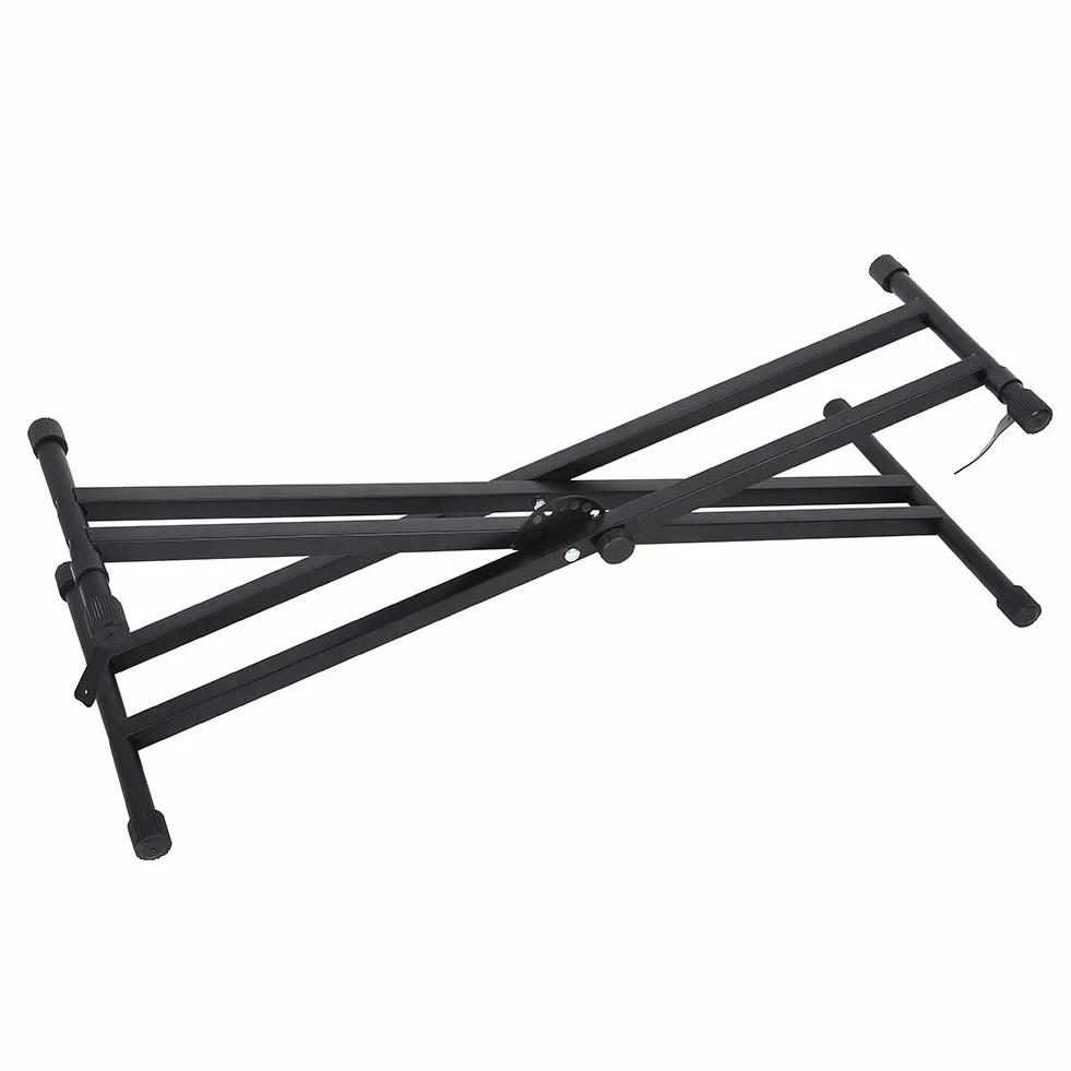Ejoyous Stojak na klawiaturę, podwójnie usztywniony X Frame Uniwersalny metalowy regulowany stojak na klawiaturę fortepianową, czarny, 95 x 43 cm