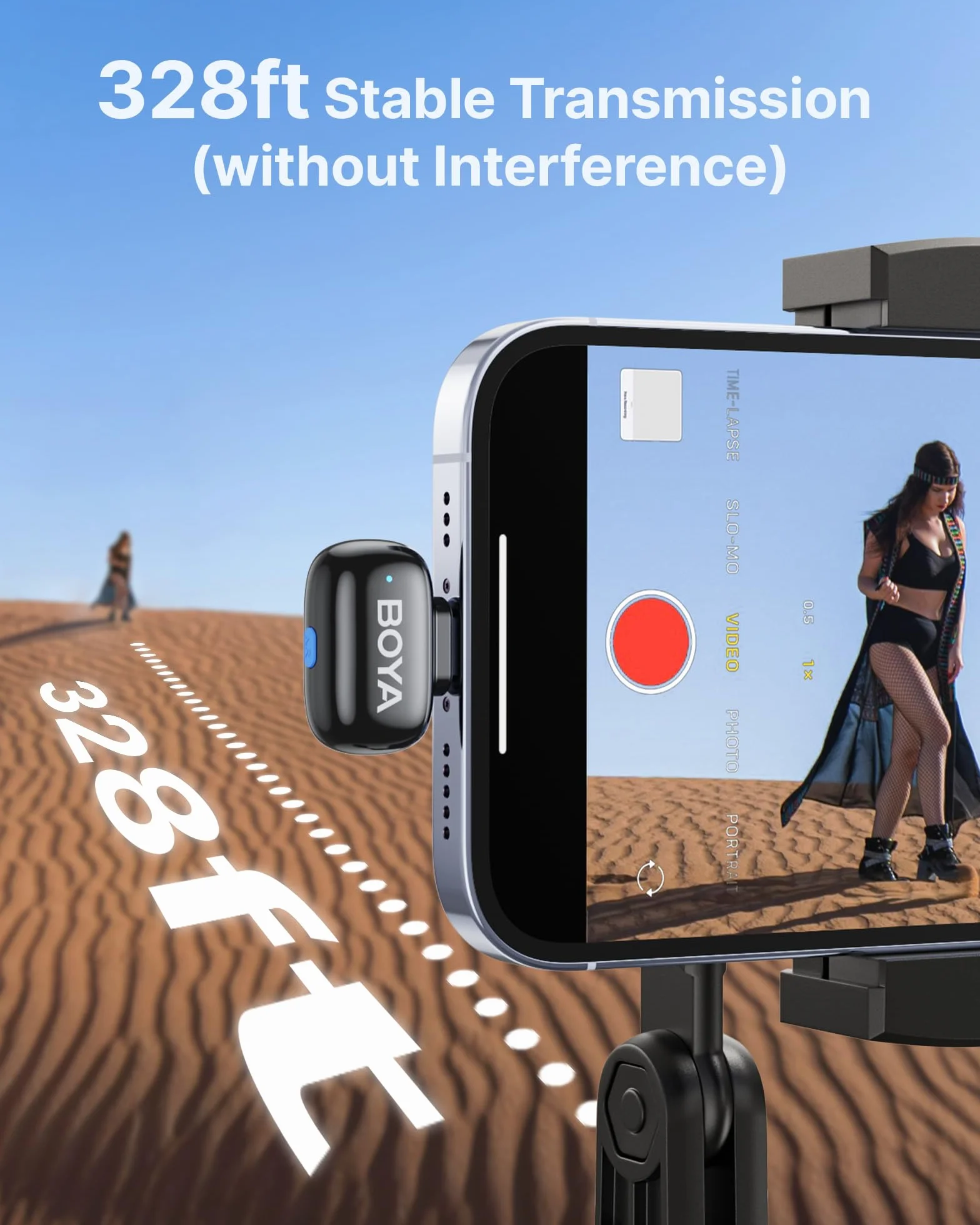 Boya bezprzewodowy mikrofon krawatowy do iPhone’a/iPada, Android, 2 mikrofony, 30h, zmiana głosu AI, czarny