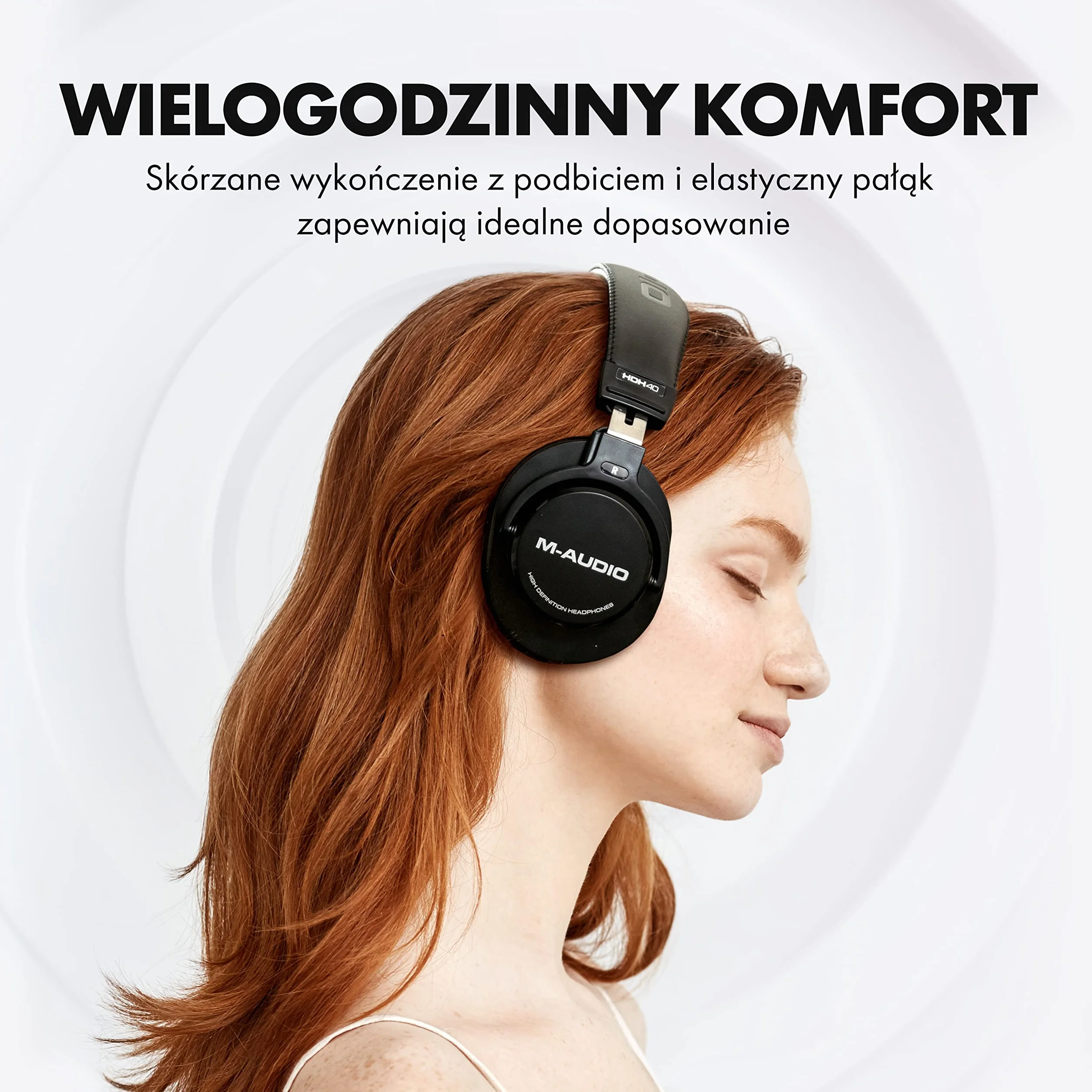 M-AUDIO HDH40 Nauszne zamknięte słuchawki studyjne z elastycznym pałąkiem i kablem 2.7 m do odsłuchu w studio, podcastów i nagrywania