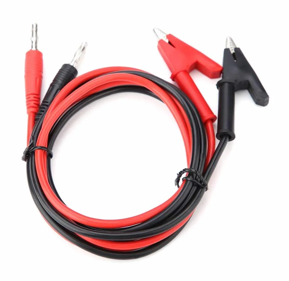 DollaTek 2 szt. 15 A 4 mm wtyk bananowy na zacisk krokodylkowy końcówka kontrolna kabel - czerwony + czarny