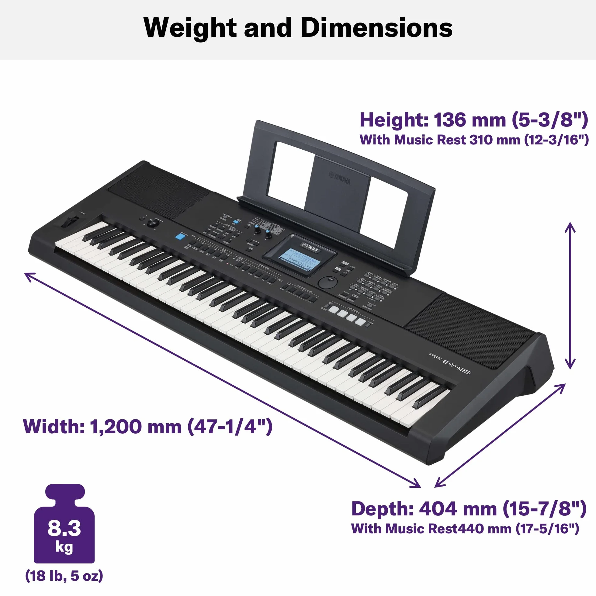 Yamaha Psr-Ew425 Keyboard, Czarny, 76 Klawiszy