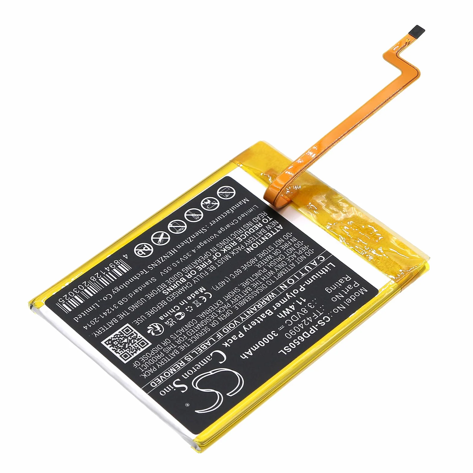 TECHTEK Bateria 3000mAh kompatybilny z iPod Video 5th 5.5 Gen 60GB, iPod Video 5th 5.5 Gen 80GB iFlash zastępuje TF424090