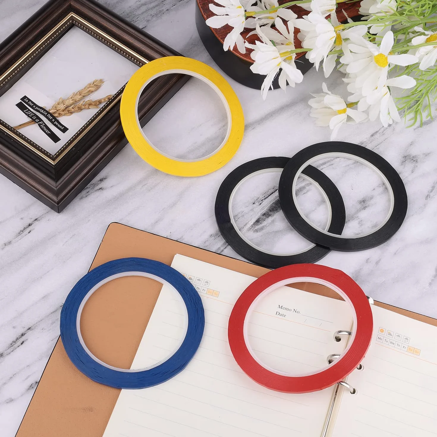 5 rolek Violin Tape Fingerboard, 66 mm Tasma do Wiolonczeli Violin Fingering Tape Whiteboard Art Tape dla Poczatkujacych Podstrunnica Instrumenty Orkiestrowe (4 Kolory)