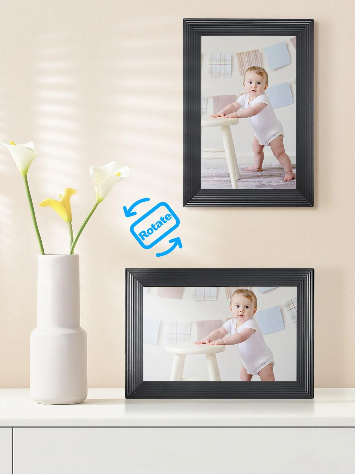 Cyfrowa ramka, Moman WF11T 10.1" cyfrowy uchwyt na zdjęcia Wifi cyfrowy ekran dotykowy IPS 32 GB pamięci automatyczna rotacja udostępnianie zdjęć i filmów za pośrednictwem aplikacji idealne na