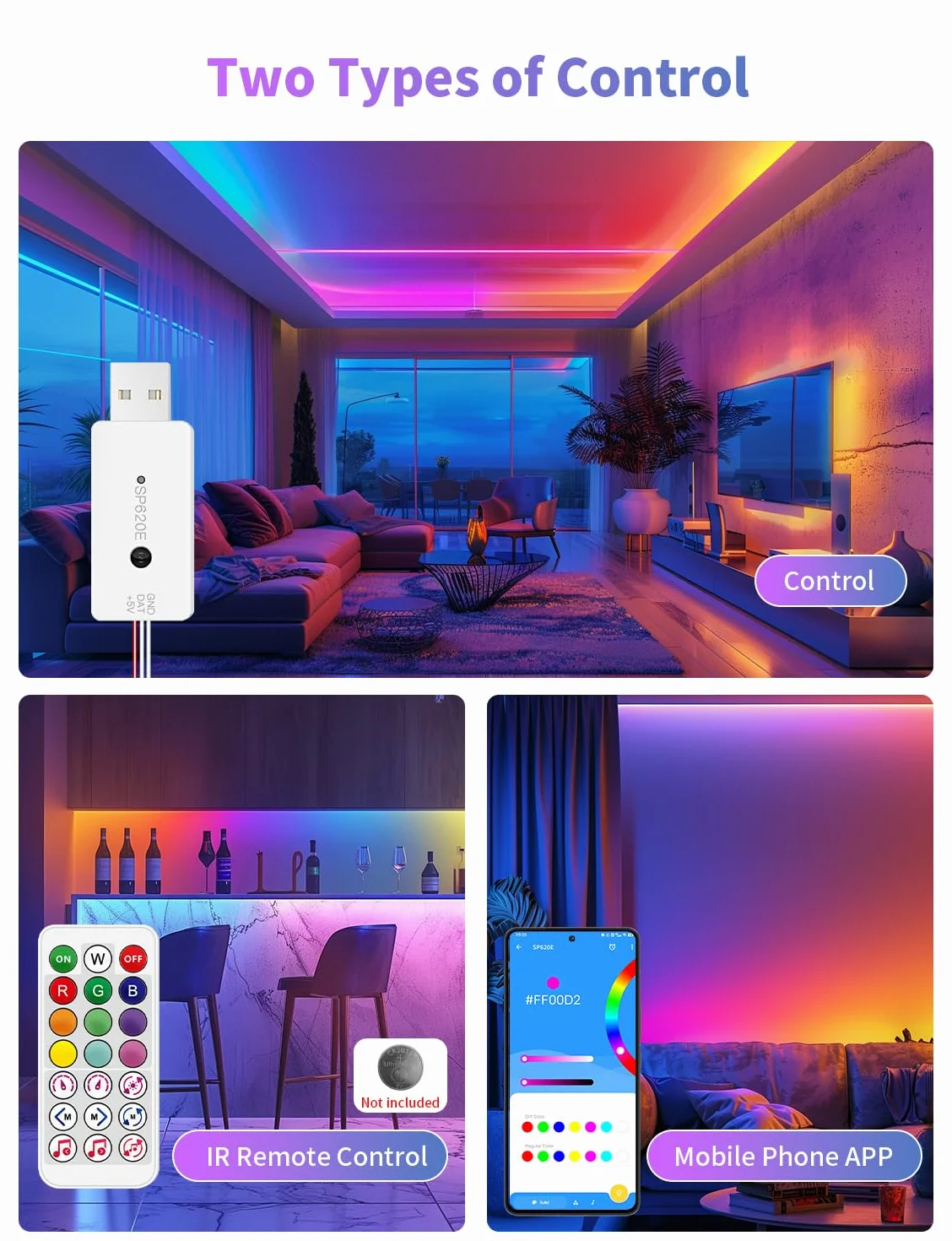 SP620E Sterownik Bluetooth WS2812B WS2811 z Pilotem do Taśm LED RGB