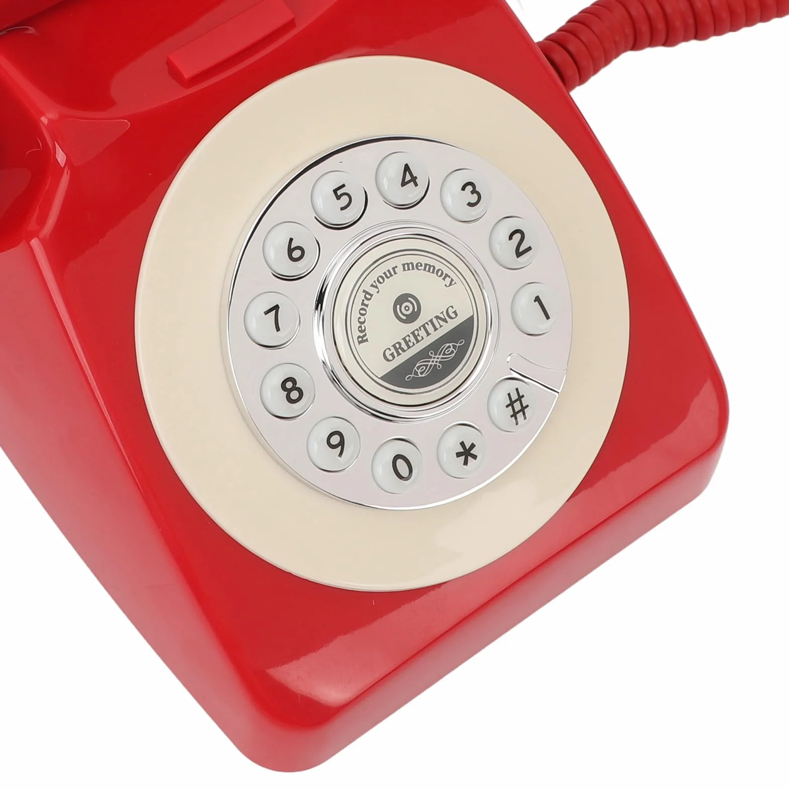 Audio Księga Gości Telefon Vintage Czysty Dźwięk 120h Nagrywania Karta Pamięci 8GB Mikrofon Premium (czerwony)