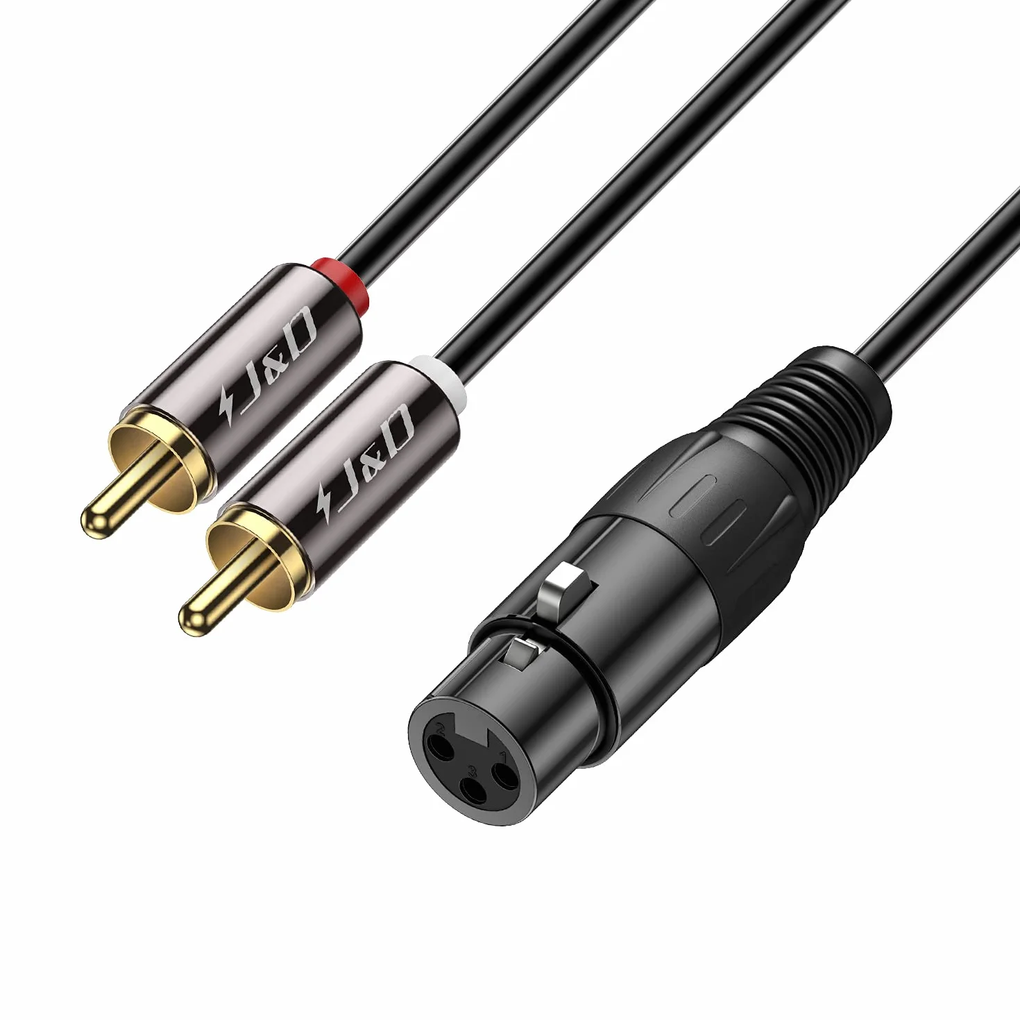 J&D XLR do 2 RCA Y kabel krosowy PCW stereo audio interconnect 6 stóp