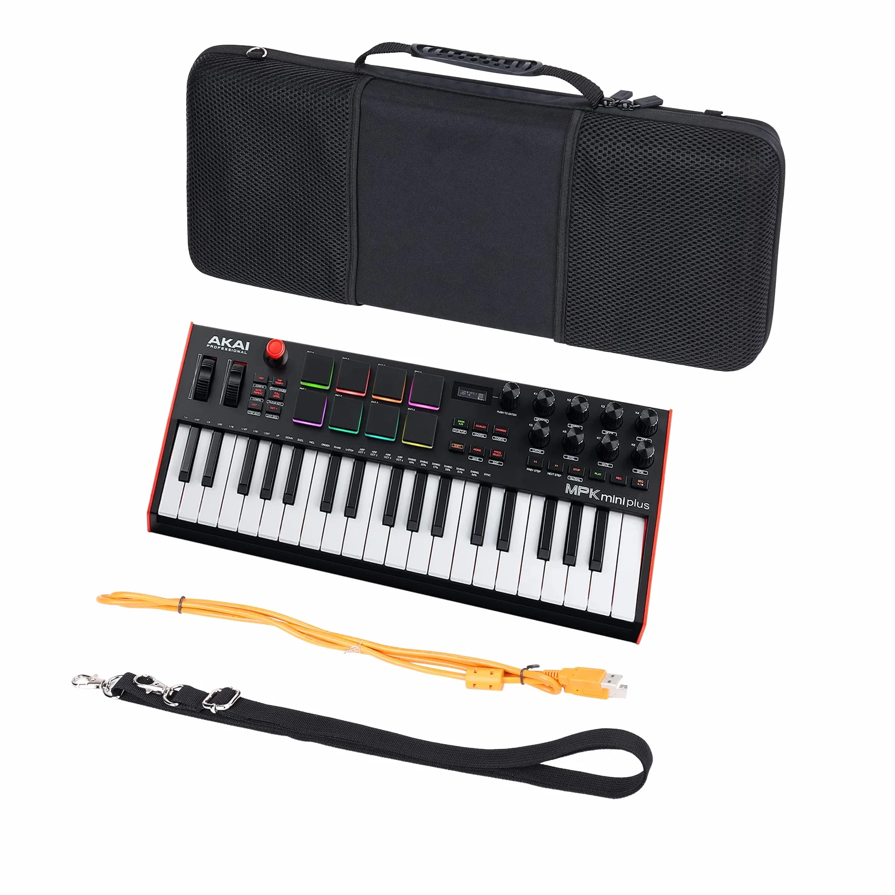 co2CREA Twarde etui podróżne, ochronne etui do AKAI Professional MPK Mini Plus, 37 przycisków, USB MIDI Keyboard Controller (tylko etui, nie zawiera wyposażenia)