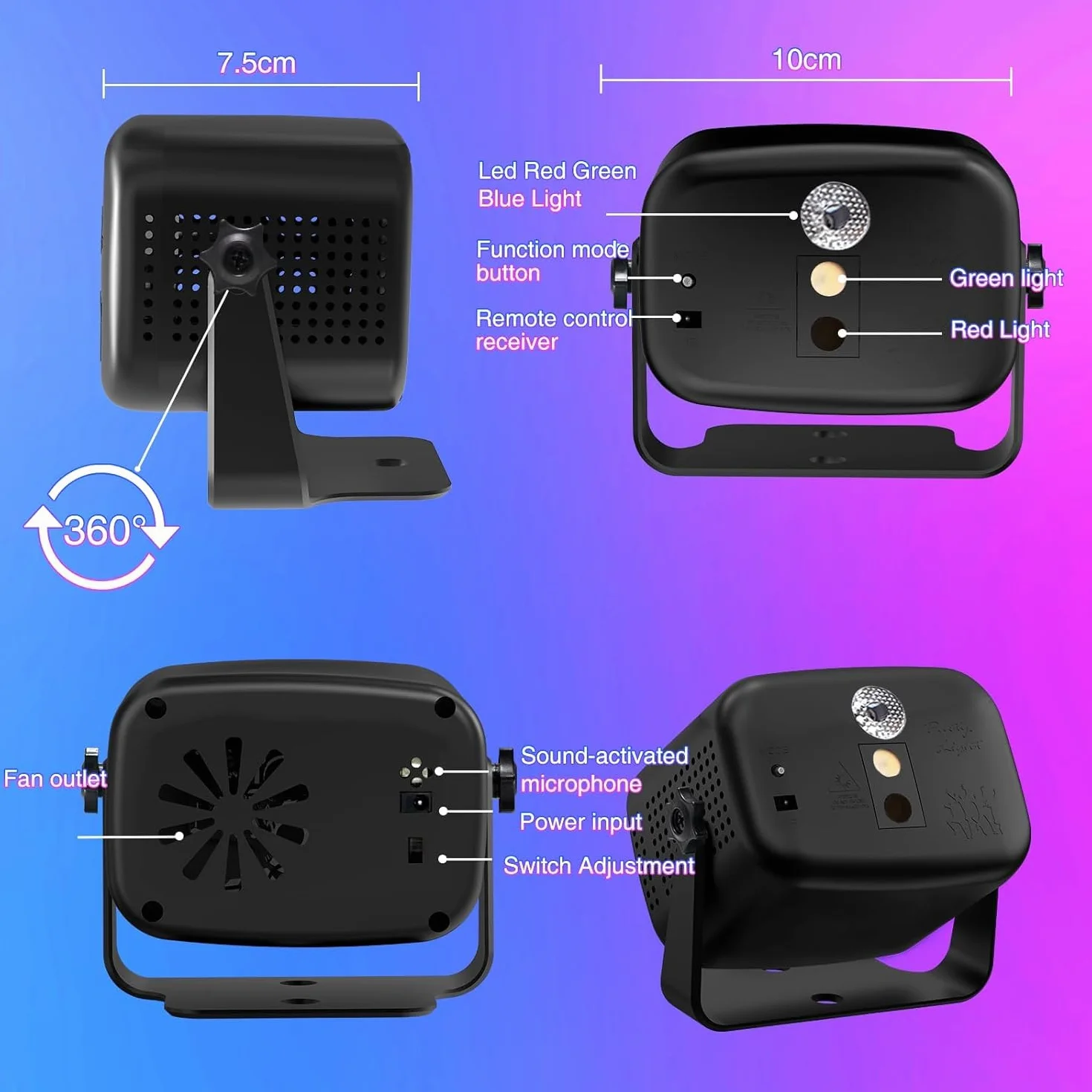 Światło dyskotekowe na imprezy Mini światło dyskotekowe Światła stroboskopowe z pilotem zdalnego sterowania RGB Stroboskop z 60 efektami do klubów imprez dla dzieci urodzin wesel
