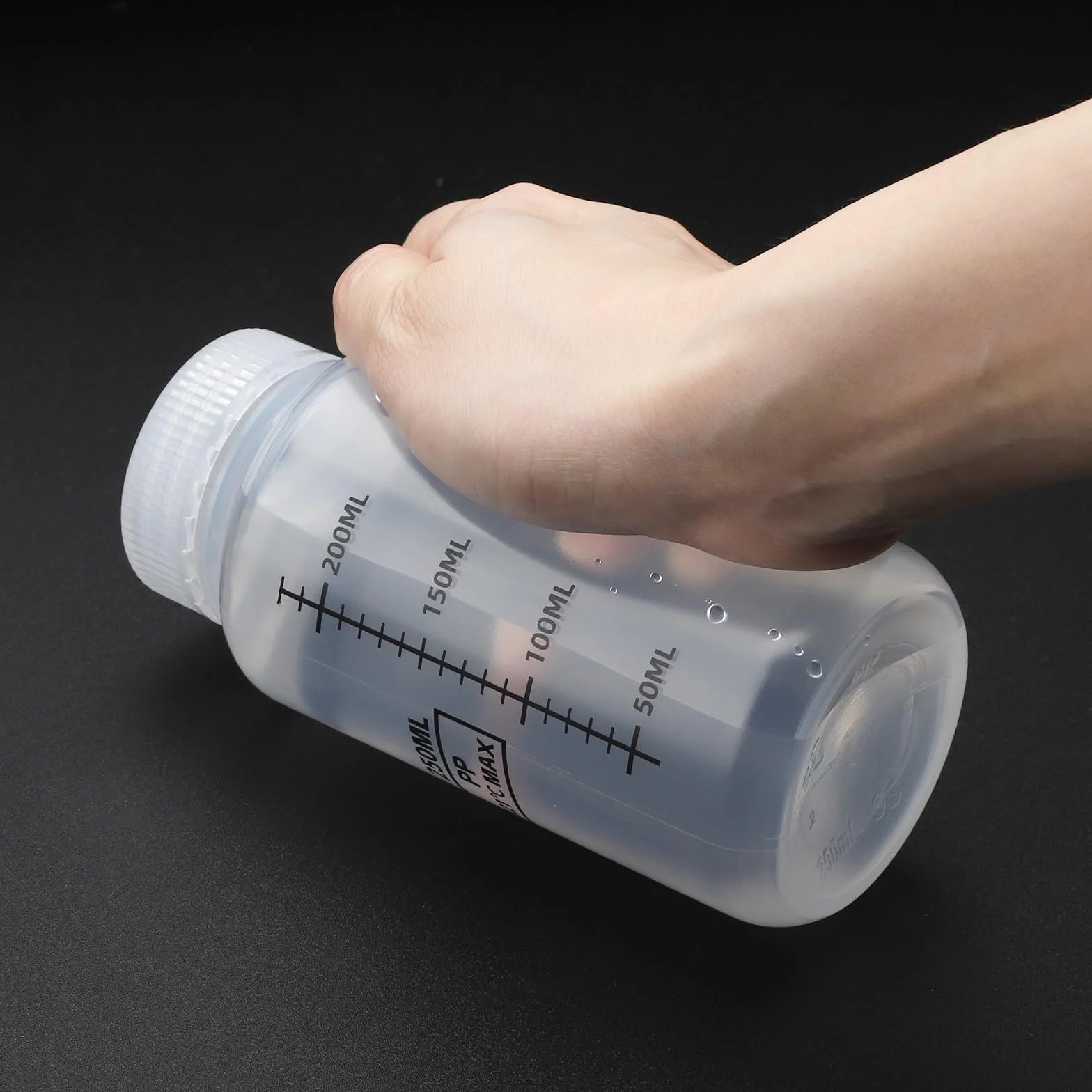 APOMOONS 2 butelki dozujące 250 ml, butelka z szeroką szyjką, butelka laboratoryjna, przezroczysta, szczelna, szczelna, z odręcznymi naklejkami