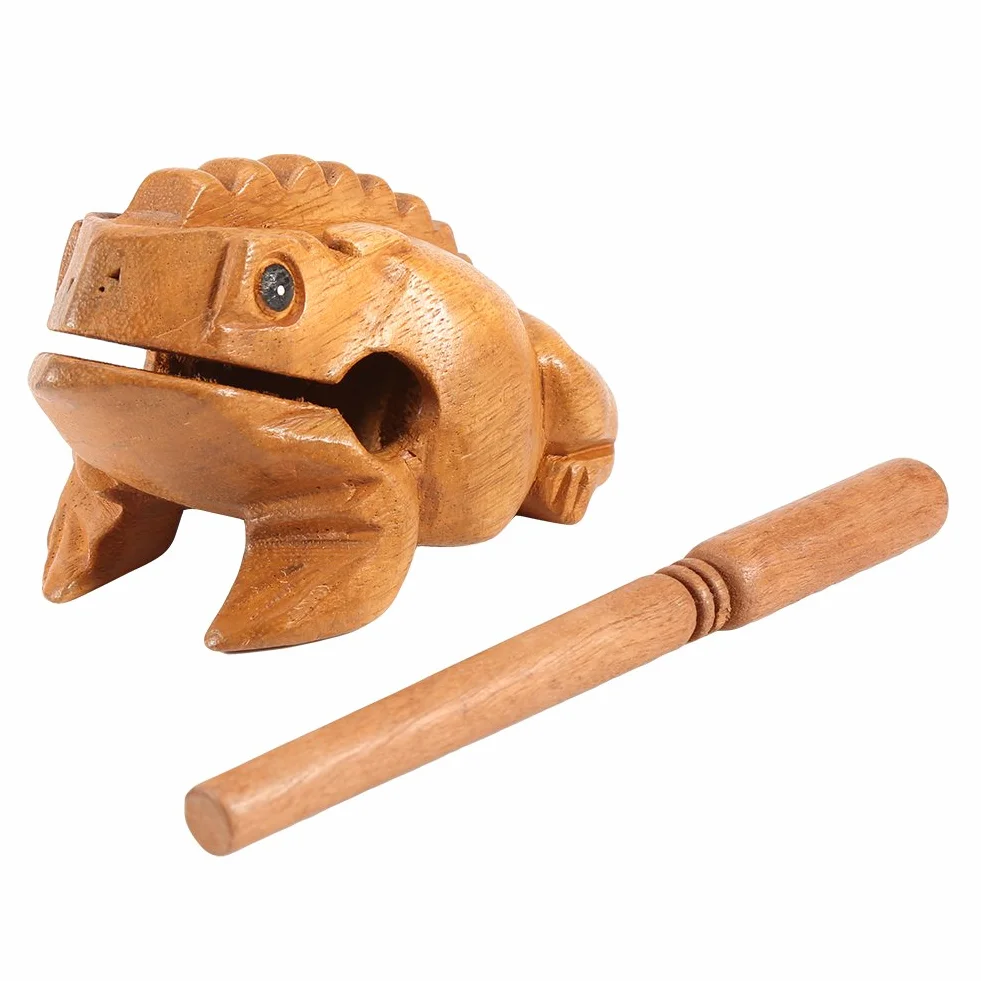 Tajlandia Tradycyjne Rzemiosło Drewniana Szczęśliwa żaba Rechocząca Instrument Muzyczny Wystrój Domowego Biura(Nr 5 15,6 cm)