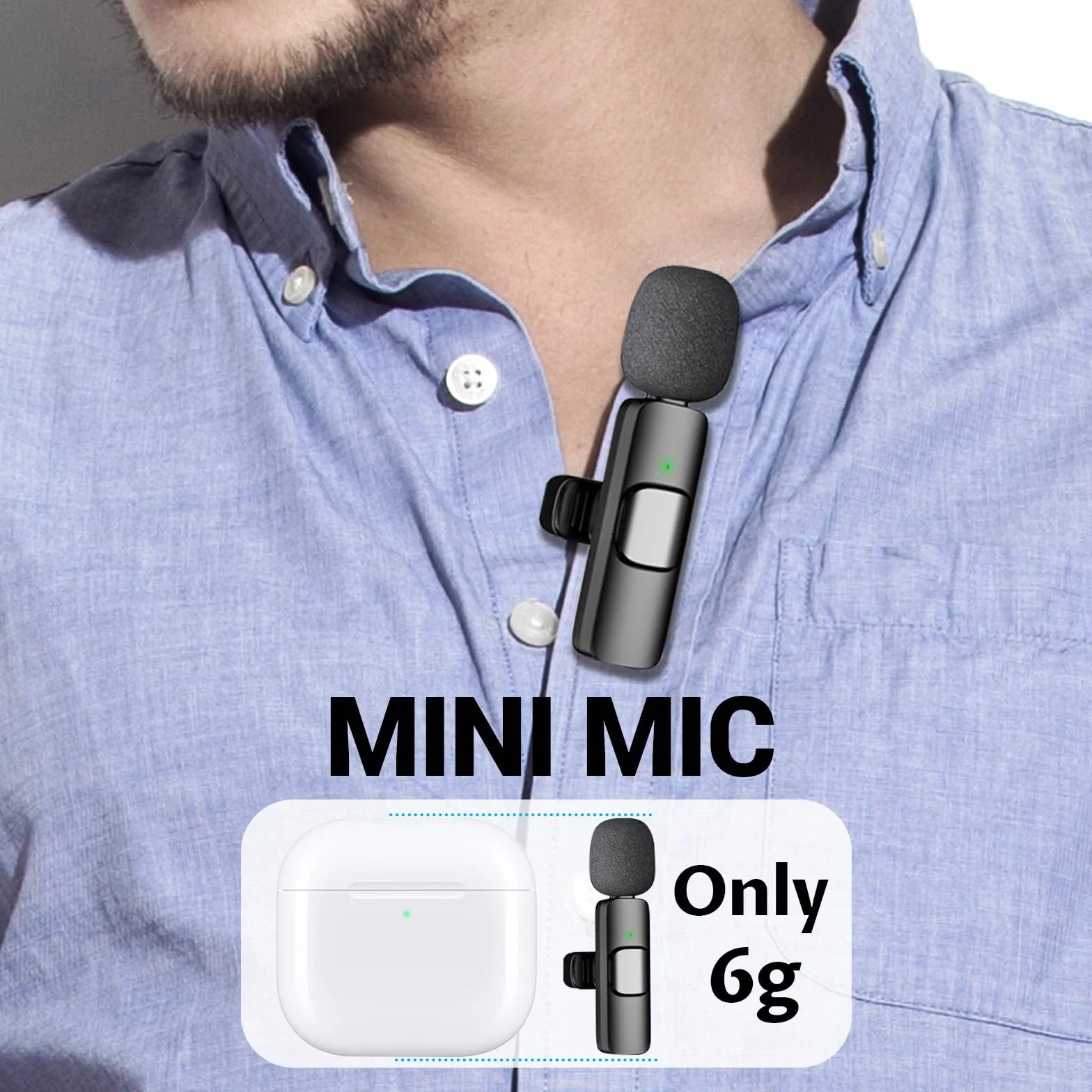 Bezprzewodowy Mikrofon Klapkowy, Miniaturowy Mikrofon Klipsowy Plug-and-Play z Redukcją Szumu, Kompatybilny z iPhone, iPad, Android, Do Nagrywania Wideo, TikTok, YouTube, Transmisji na Żywo
