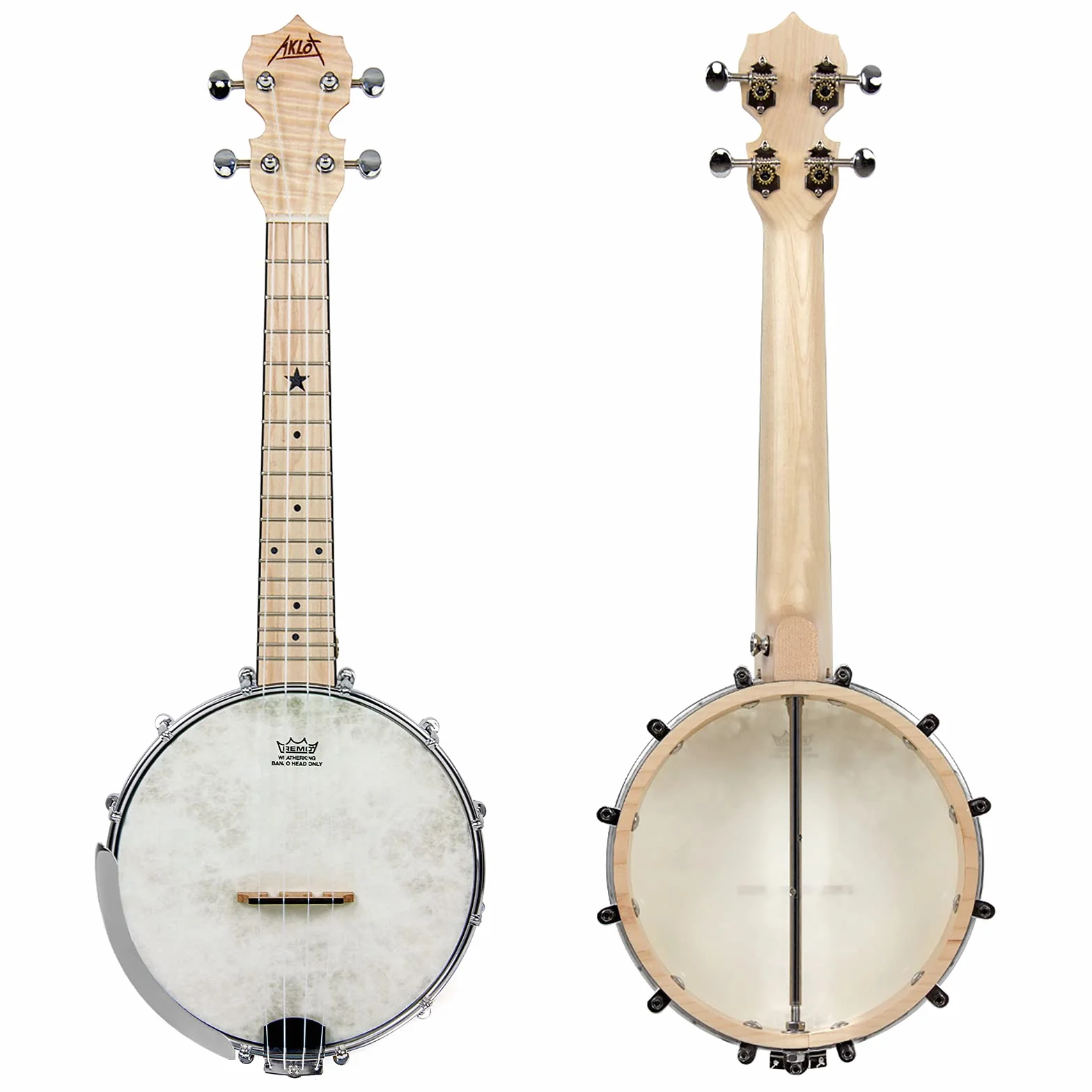AKLOT Banjo Ukulele Koncert 58.4 cm Remo Drumhead Open Back Maple Body 1:15 Zaawansowany tuner z dwukierunkowym prętem kratownicowym Gig Bag Tuner String Strap Picks