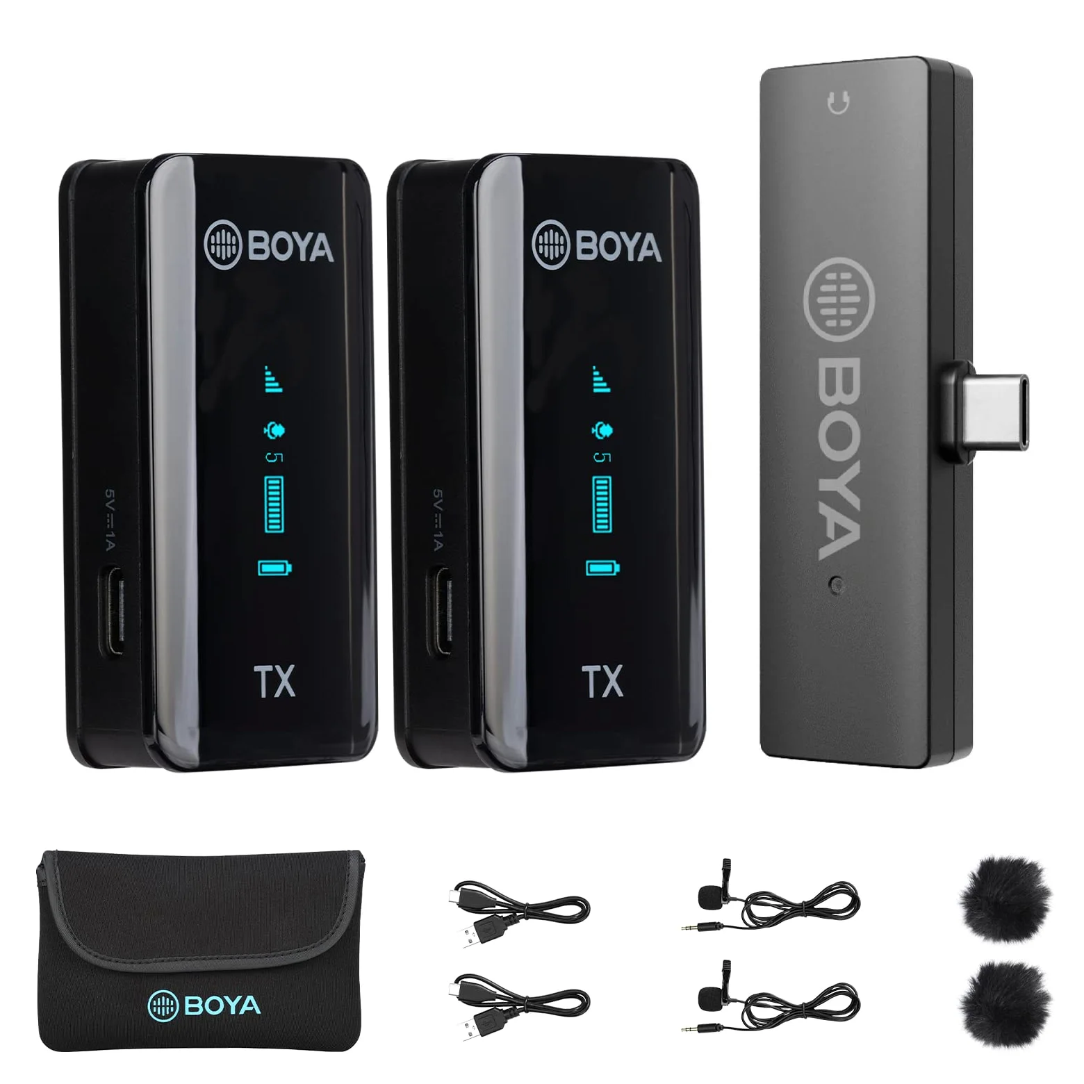 Boya Dwukanałowy bezprzewodowy mikrofon krawatowy do USB typu C telefonu z systemem Android, laptopa, BY-XM6 S6 Plug Play Lapel Lav Mic do nagrywania wideo YouTube, Facebook, transmisja na żywo,