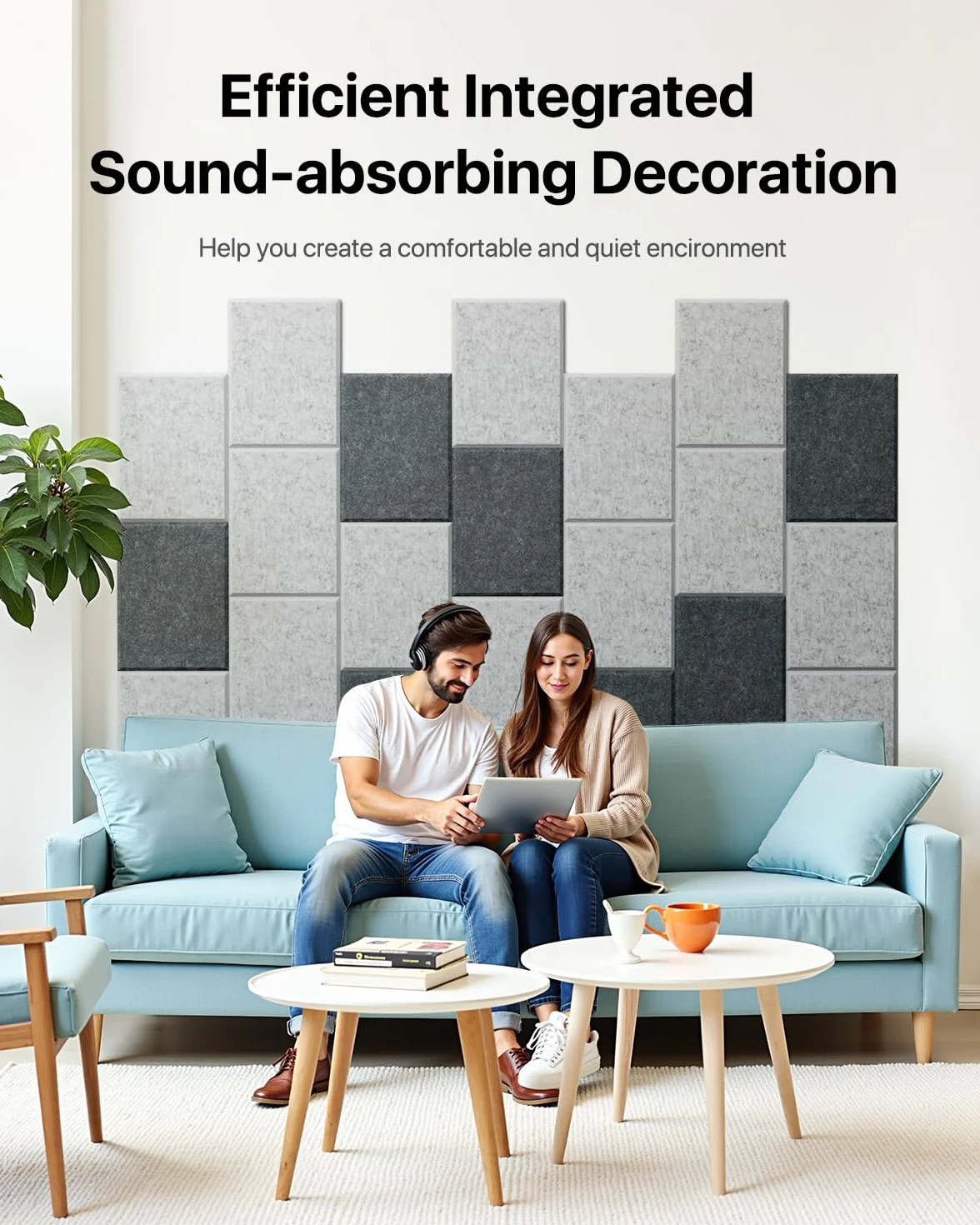 Soundsbay Samoprzylepne panele akustyczne, 12 szt., wygłuszenie ścian, dźwiękochłonne, o wysokiej gęstości, typu cegła, do wygłuszenia akustycznego i dekoracji ścian, 30 x 30 x 0,9 cm (ciemnoszare)