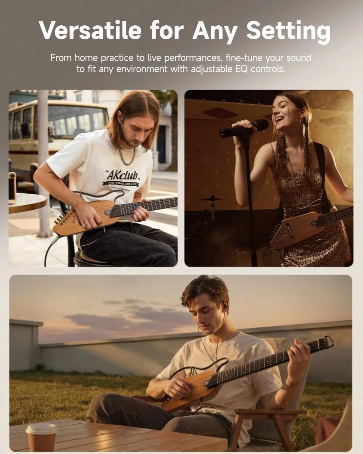 Donner HUSH-I gitara do podróży – przenośna, ultralekka i cicha gitara akustyczno-elektryczna, korpus klonowy ze zdejmowanymi ramkami, torbą na koncert i akcesoriami