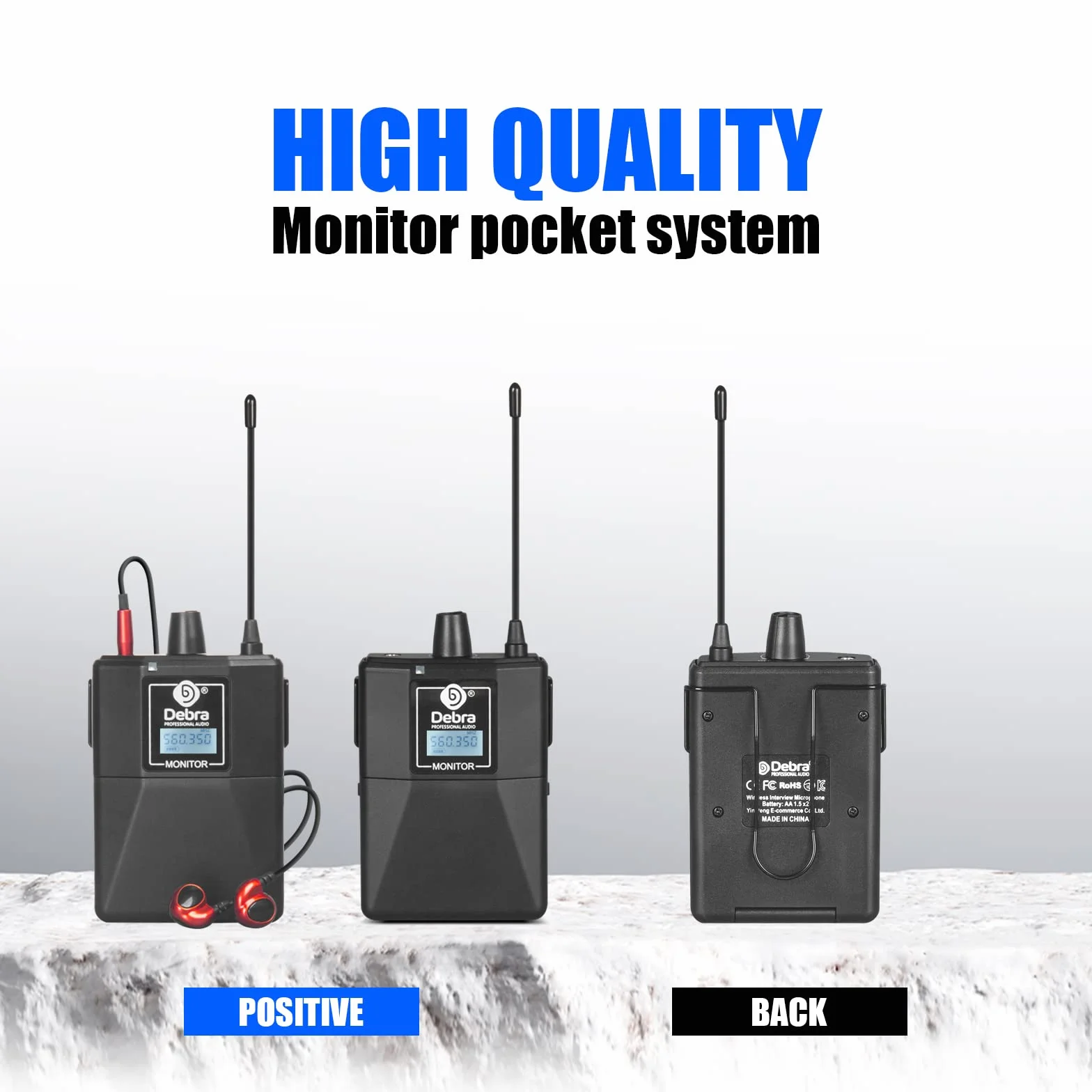 D Debra Bodypack ze słuchawkami kompatybilny tylko z bezprzewodowymi ER-202 i ER-102, nie może być używany samodzielnie (tylko 1 obudowa)