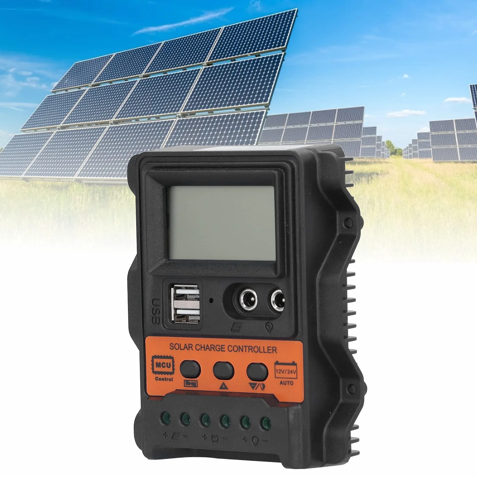 Regulator ładowania słonecznego, wyświetlacz LCD, regulator PWM, podwójne USB DC rozładowanie, wodoodporne sterowanie, regulator baterii panelu słonecznego, 12 V - 24 V (20 A)
