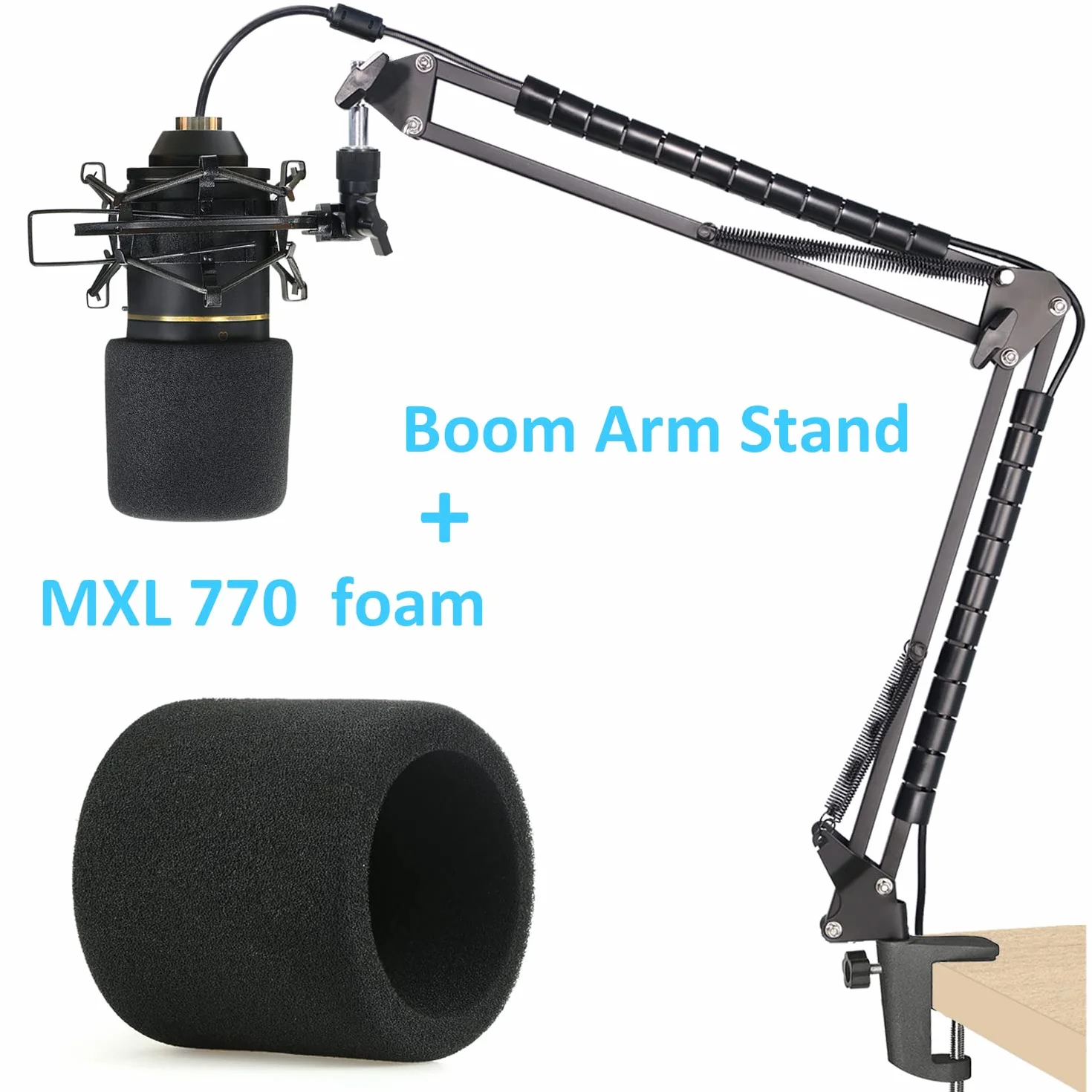 MXL 770 990 statyw mikrofonowy z filtrem pop – stojak na ramię mikrofonu z przednią szybą, tuleja kablowa kompatybilna z MXL Mics 770 990 by YOUSHARES