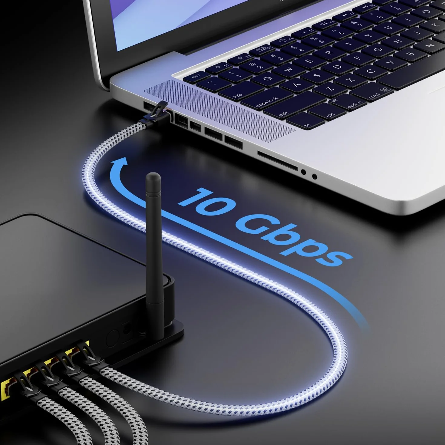 deleyCON 3,0m Płaski Kabel Sieciowy Cat7 Nylonowy (10 Gbps, Miedziany Przewodnik) Ethernet LAN - Płaski Przewód RJ45 - Patchcord do DSL, Routera, Internetu, Wi-Fi - Biały