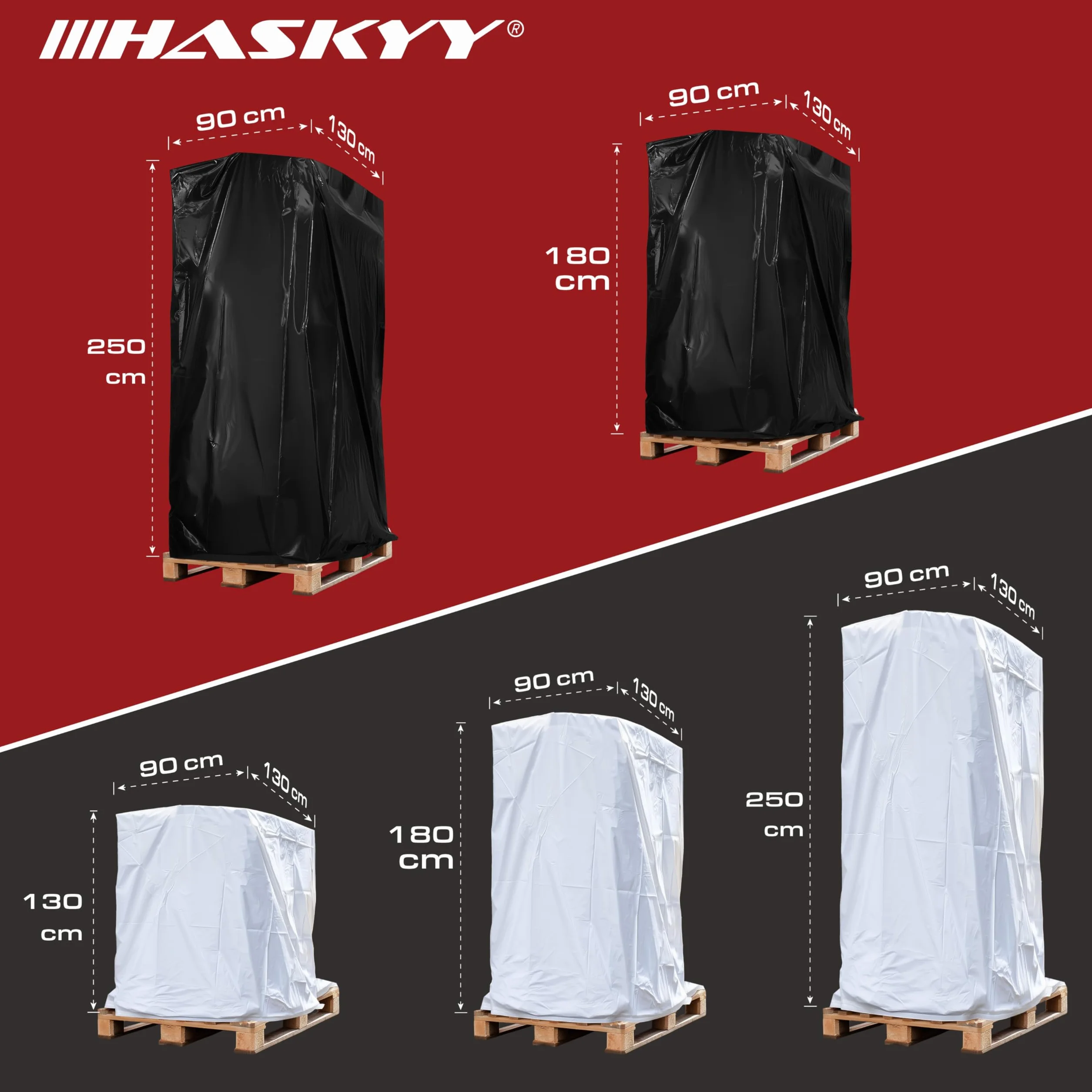 HASKYY Pokrowiec ochronny XXXL 250 x 130 x 90 cm, uniwersalny pokrowiec na palety, kratkę, grill, kosze plażowe, meble ogrodowe, wodoszczelny pokrowiec ochronny z polietylenu, bardzo wysoki, odporny