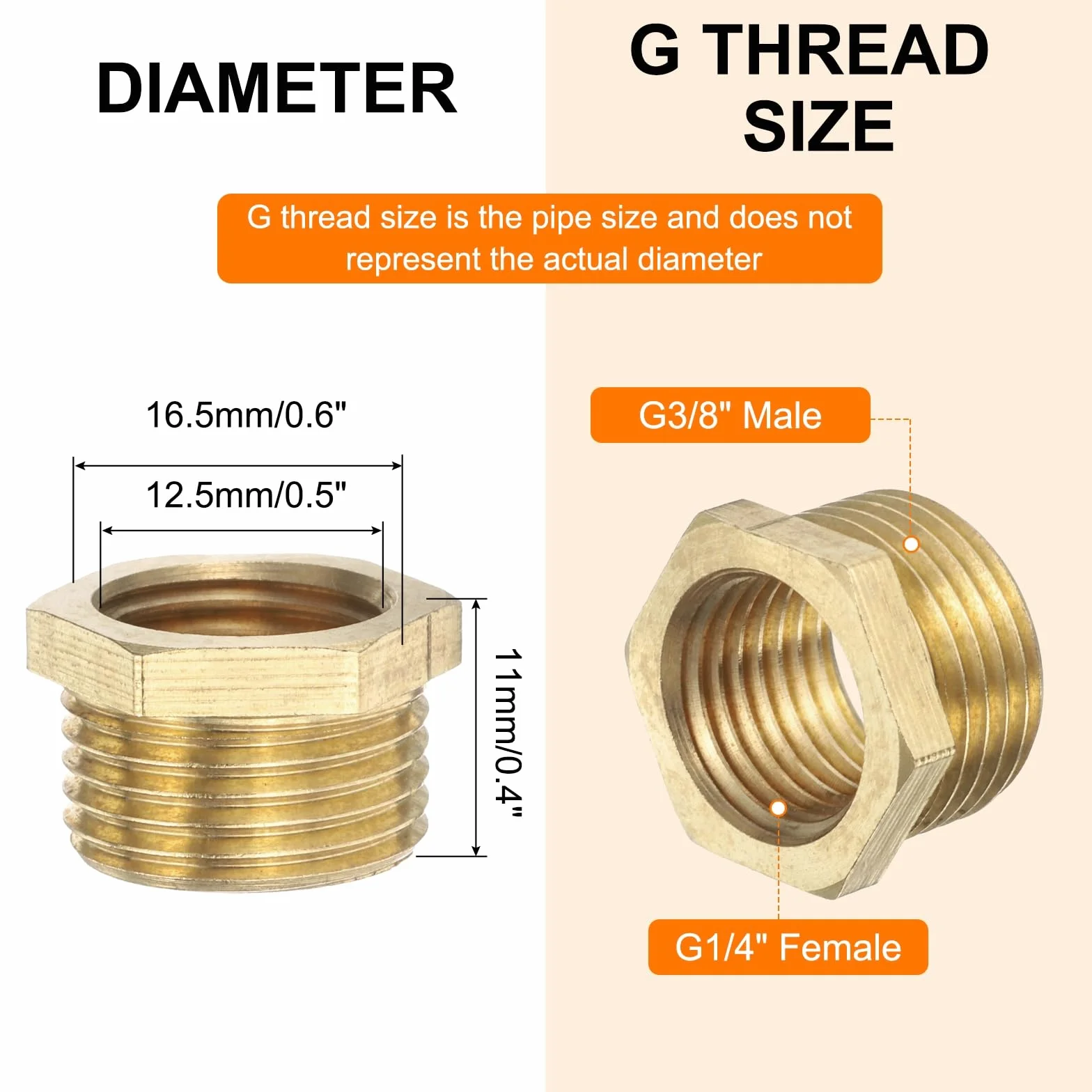 QUARKZMAN 2 sztuki G3/8" męski x G1/4" żeński gwint reduktor adapter z taśmą PTFE