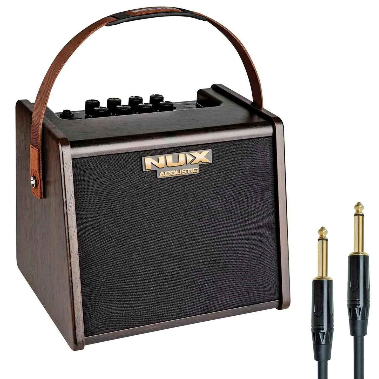 Nux AC-25 Zasilacz bateryjny, przenośny wzmacniacz akustyczny Amp do gitary i basu + keepdrum kabel audio