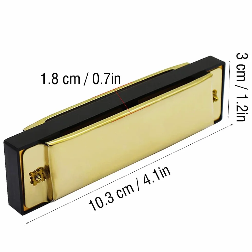 Alomejor Harmonijka 10 otworów 20 melodii profesjonalna metalowa harmonijka okrzemkowa dla początkujących harmonijka dla dzieci i dorosłych z twardą obudową
