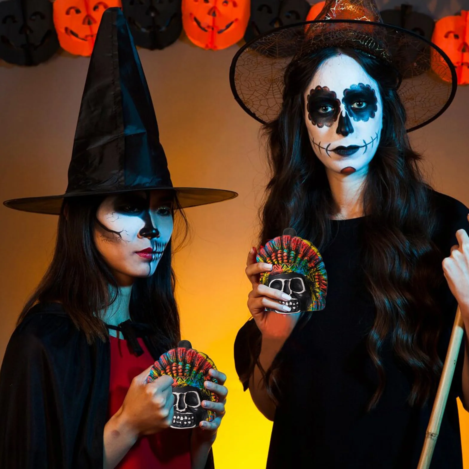 Aztecka gwizdek śmierci, gwizdek Aztec Death Whistle z autentycznymi ludzkimi krzykami, bardzo głośna gwizdek wojenny, przy ponad 125 decybelach, dekoracja z horroru na Halloween i Dzień Zmarłych (G)