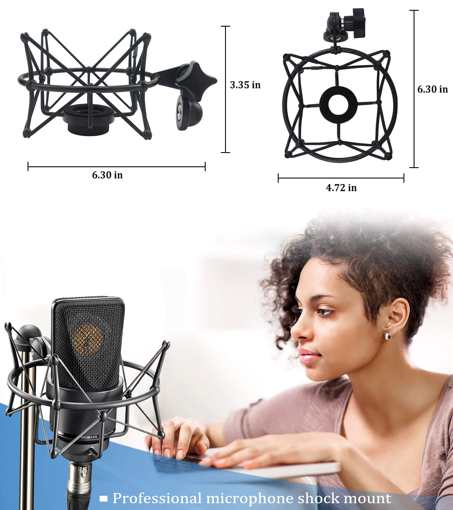 SUUNTOK TLM 103 Shock Mount - uchwyt mikrofonowy kompatybilny z mikrofonem pojemnościowym Neumann TLM 103 M147 firmy S, czarny